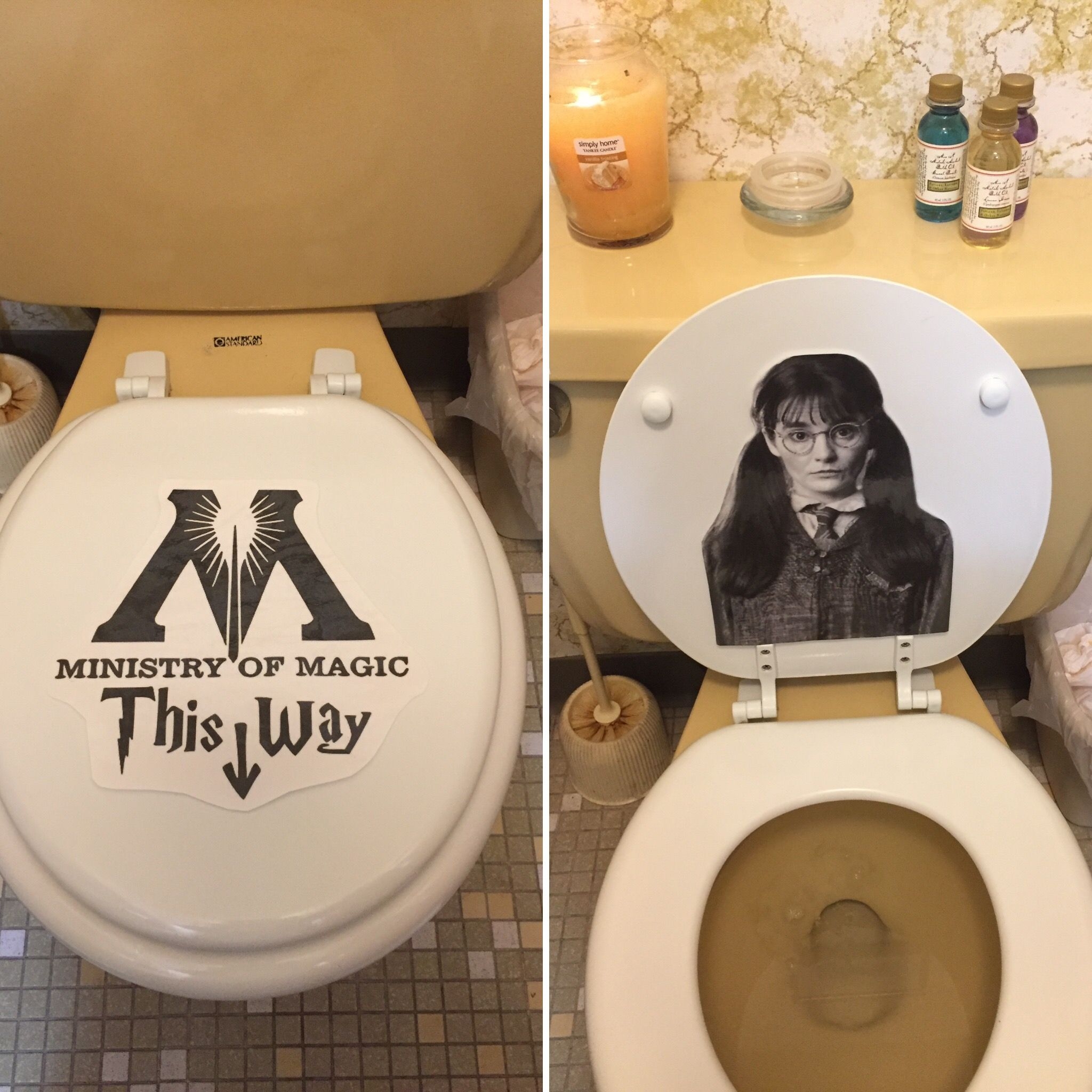 Ministry Of Magic This Way Moaning Myrtle Toilet Lid Decor Harry Potter Hallowe Harry Potter Party Decorations Harry Potter Theme Party Harry Potter Bday
