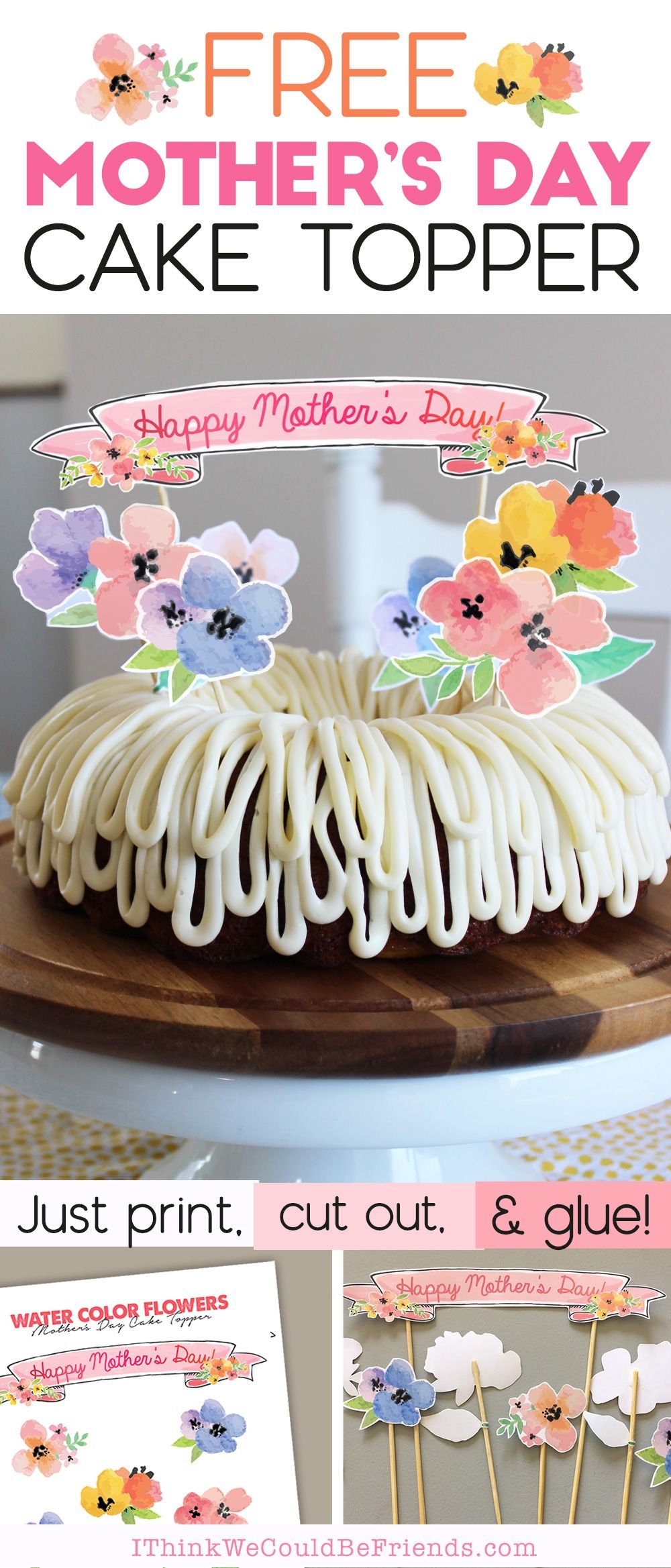Mother s Day Cake Ideas Free Printable Floral Cake Topper Decoration
