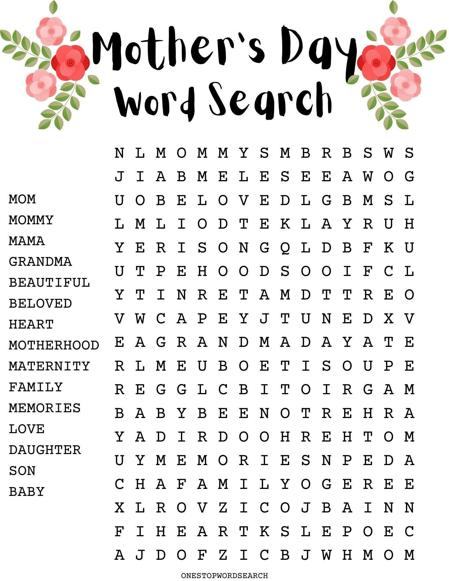 Mother s Day Word Search Puzzle With Answer Sheet Holiday Games Holiday Puzzles Family Activities Children s Puzzles Etsy UK Business For Kids Kids Family Activities Puzzles For Kids