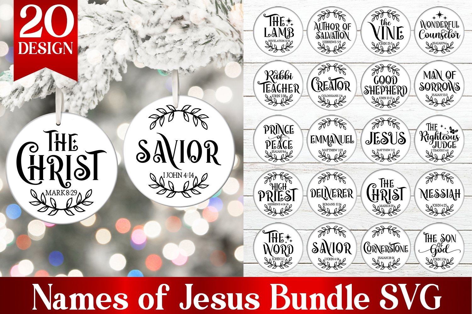 Names Of Jesus Ornament SVG Bundle Christian Christmas SVG