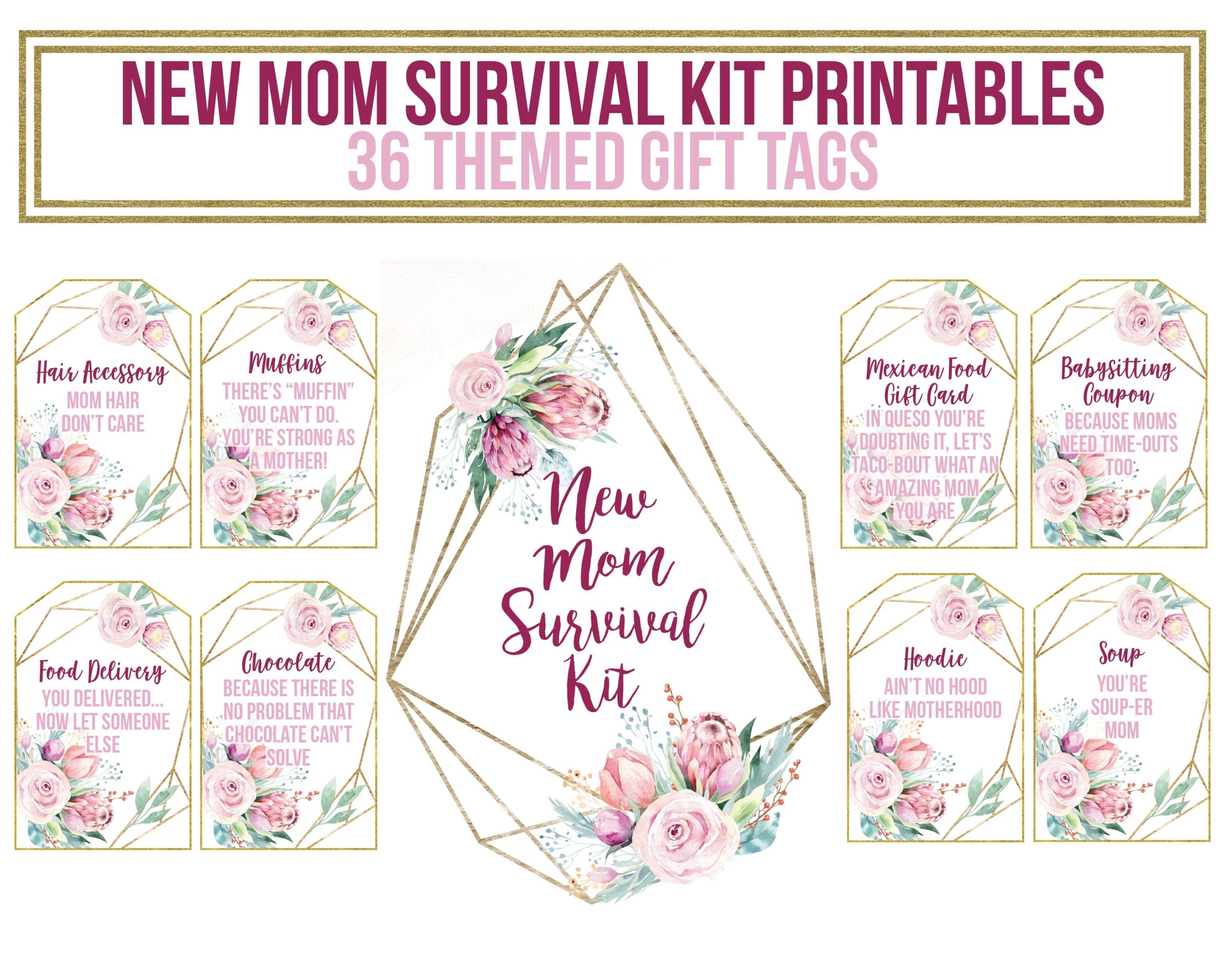 New Mom Survival Kit Printables New Mom Survival Gift Basket Printables New Mom Gift Basket New Mom Survival Gift Basket Etsy