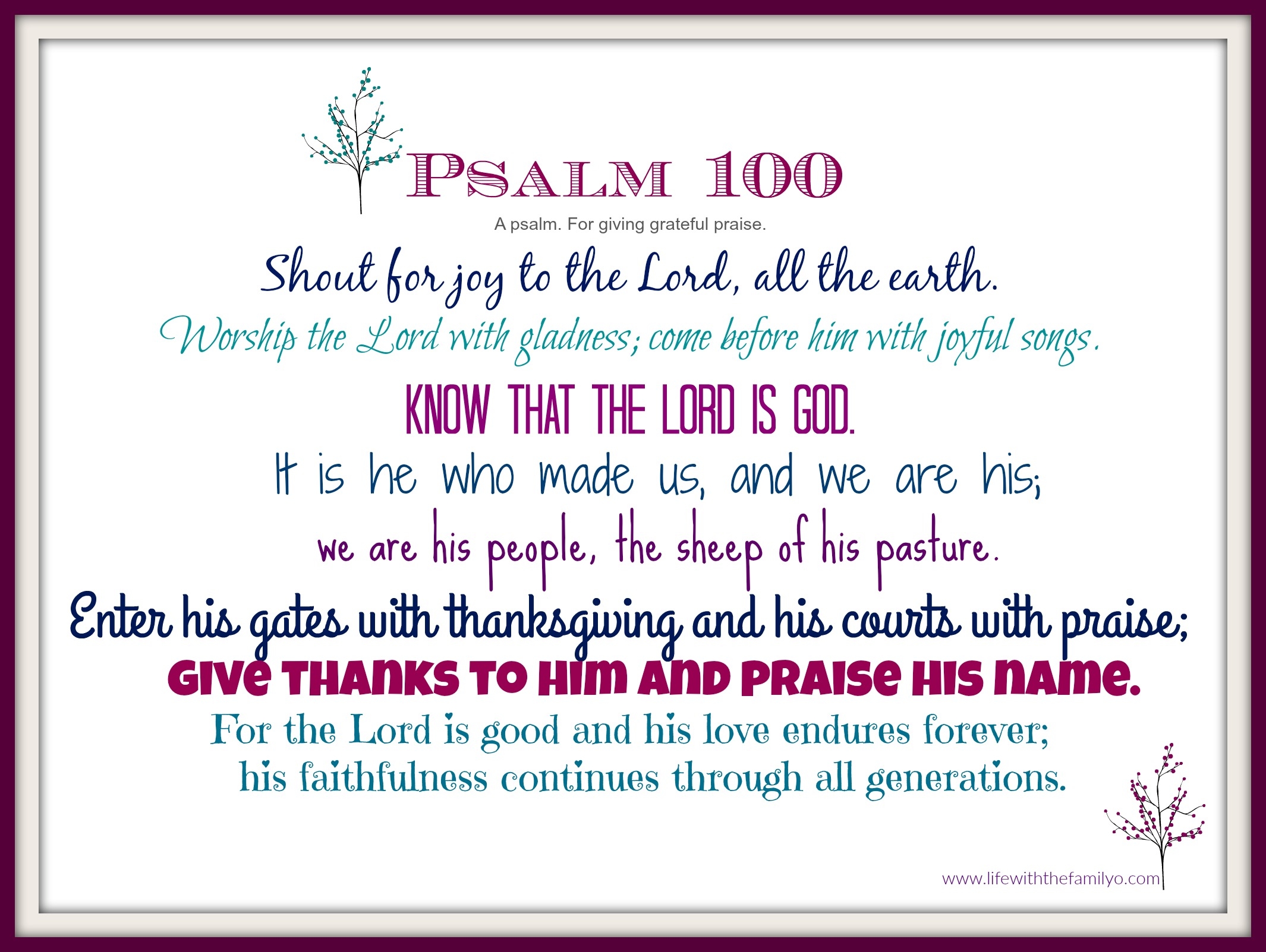 New Printable Psalm 100