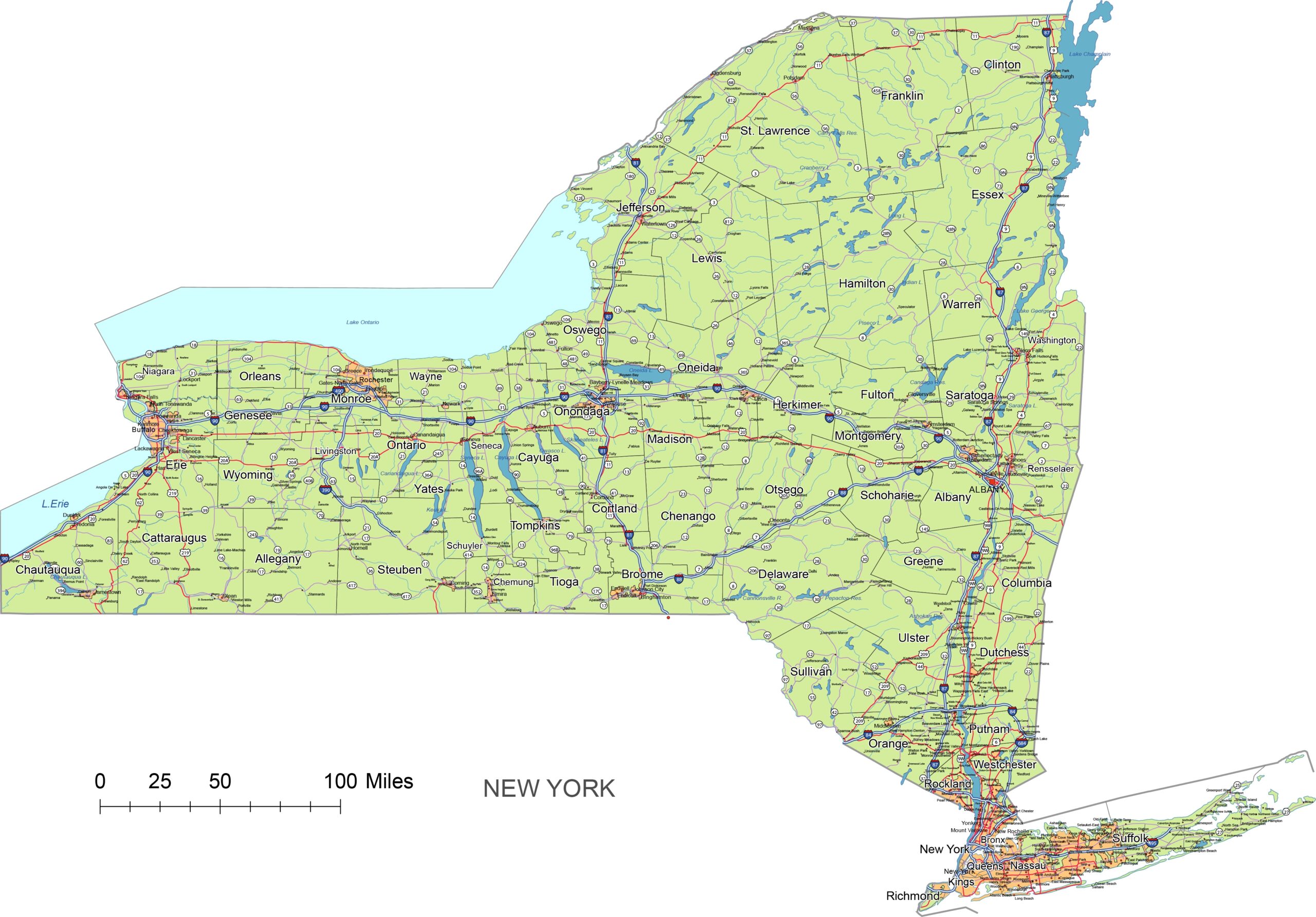 New York State Vector Road Map Your Vector Maps