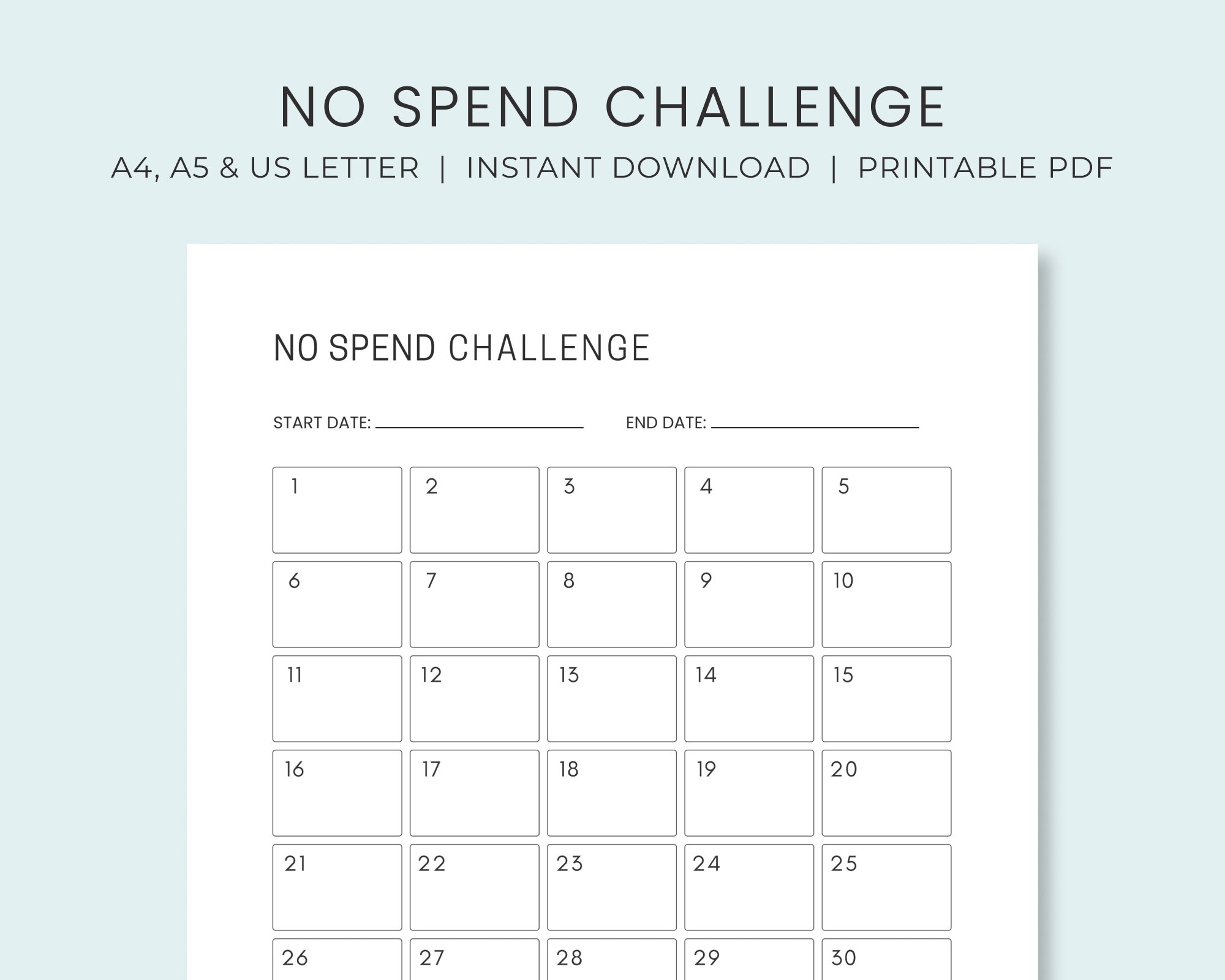 No Spend Challenge Tracker 30 Day Savings Challenge No Spend Month Planner Money Goal Worksheet Instant Download Etsy Israel