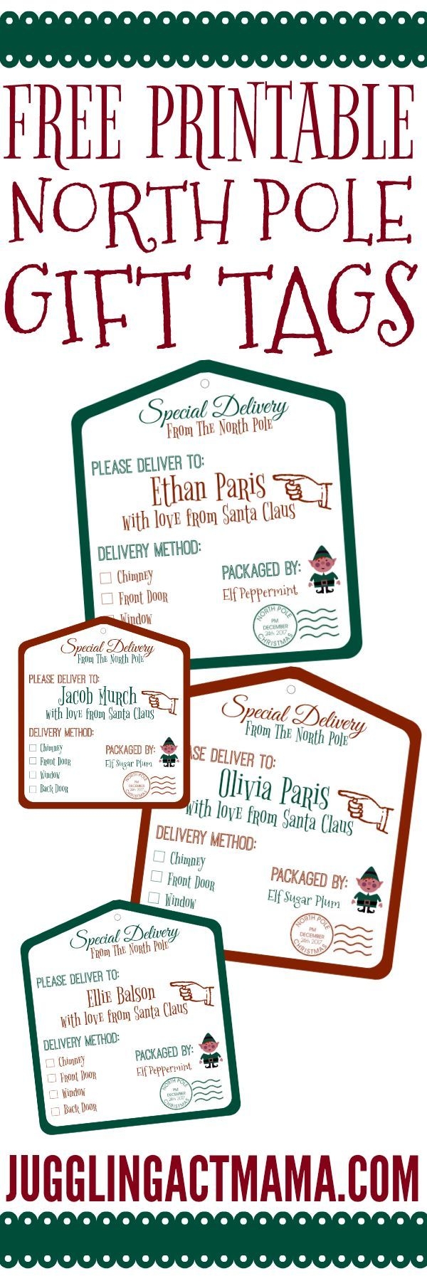 North Pole Printable Gift Tags Diy Christmas Tags Christmas Gifts For Kids Christmas Crafts For Gifts