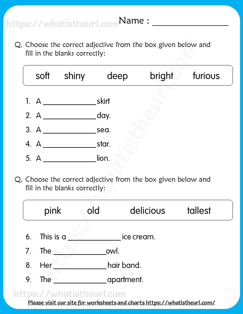 Nouns Adjectives Worksheets For Grade 5 Nouns And Adjectives Adjective Worksheet Describing Words