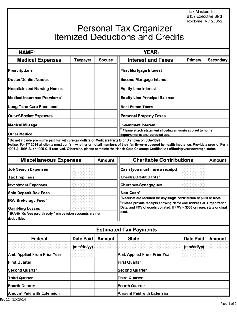 Printable Self Employed Tax Deductions Worksheet