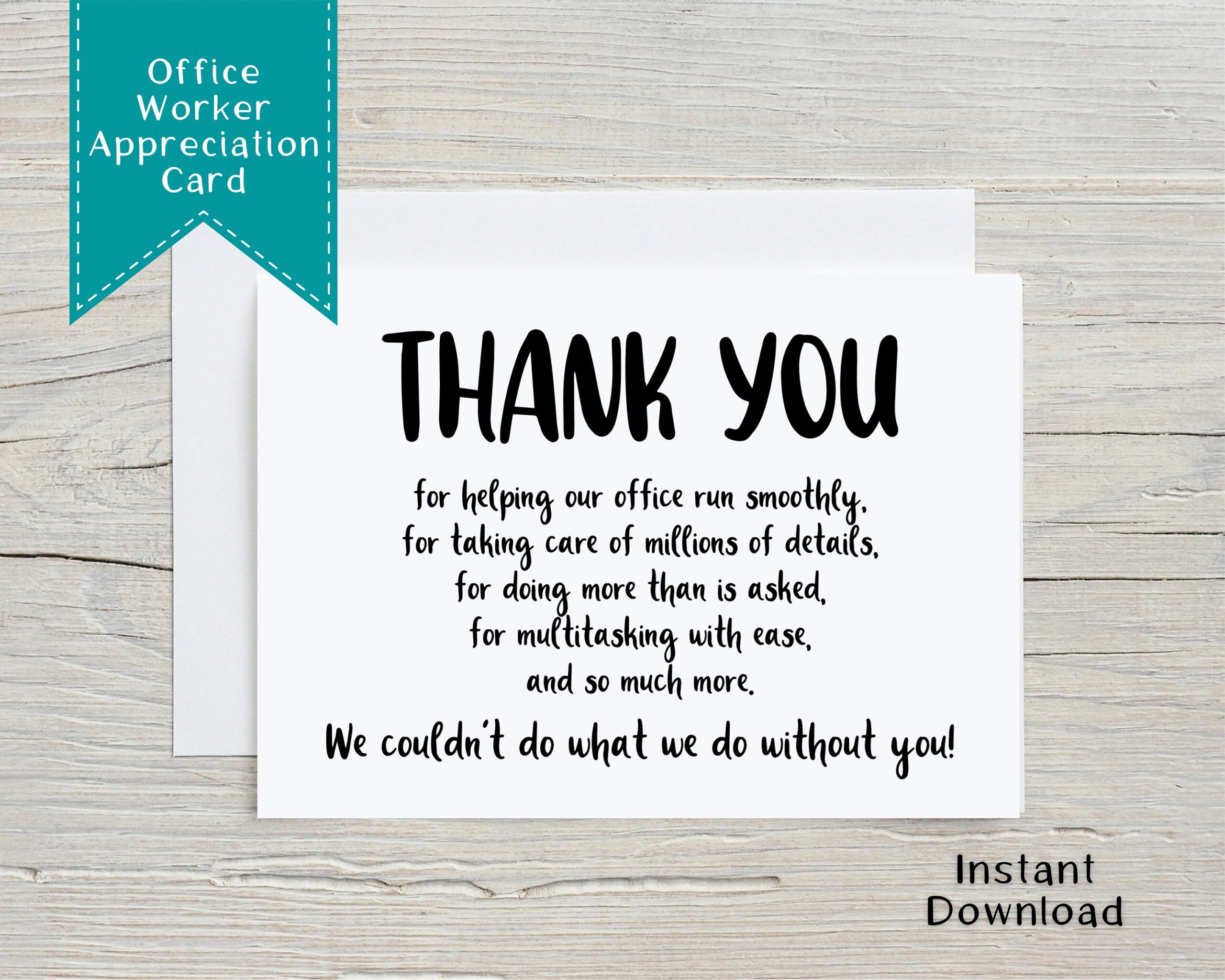 Office Thank You Card Administrative Professionals Day Card Staff Thank You Card Printable Administrative Day Secretary Day Card Etsy