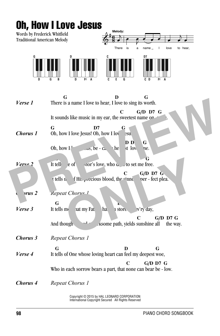 Oh How I Love Jesus O How I Love Jesus Sheet Music Frederick Whitfield Piano Chords Lyrics