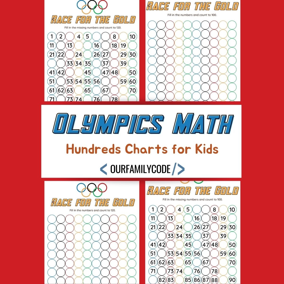 Olympic Hundreds Chart Fill In The Olympic Rings Our Family Code