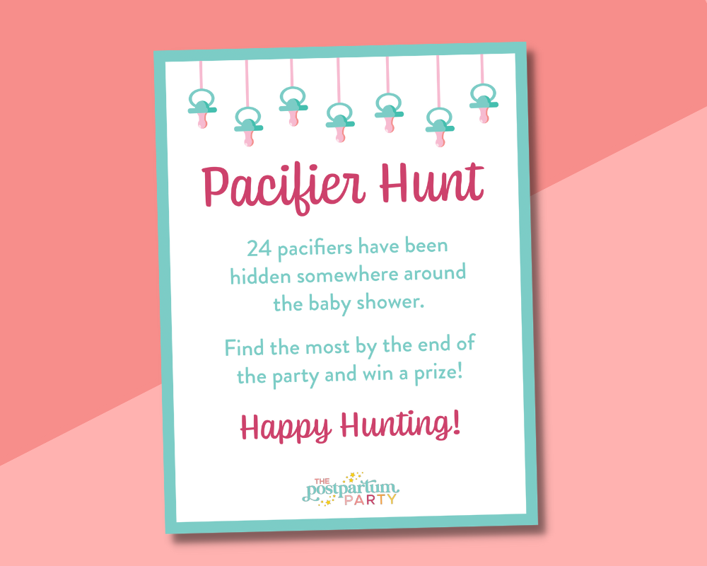 Pacifier Hunt Baby Shower Game Free Download Baby Shower Games Coed Coed Baby Shower Printable Baby Shower Games