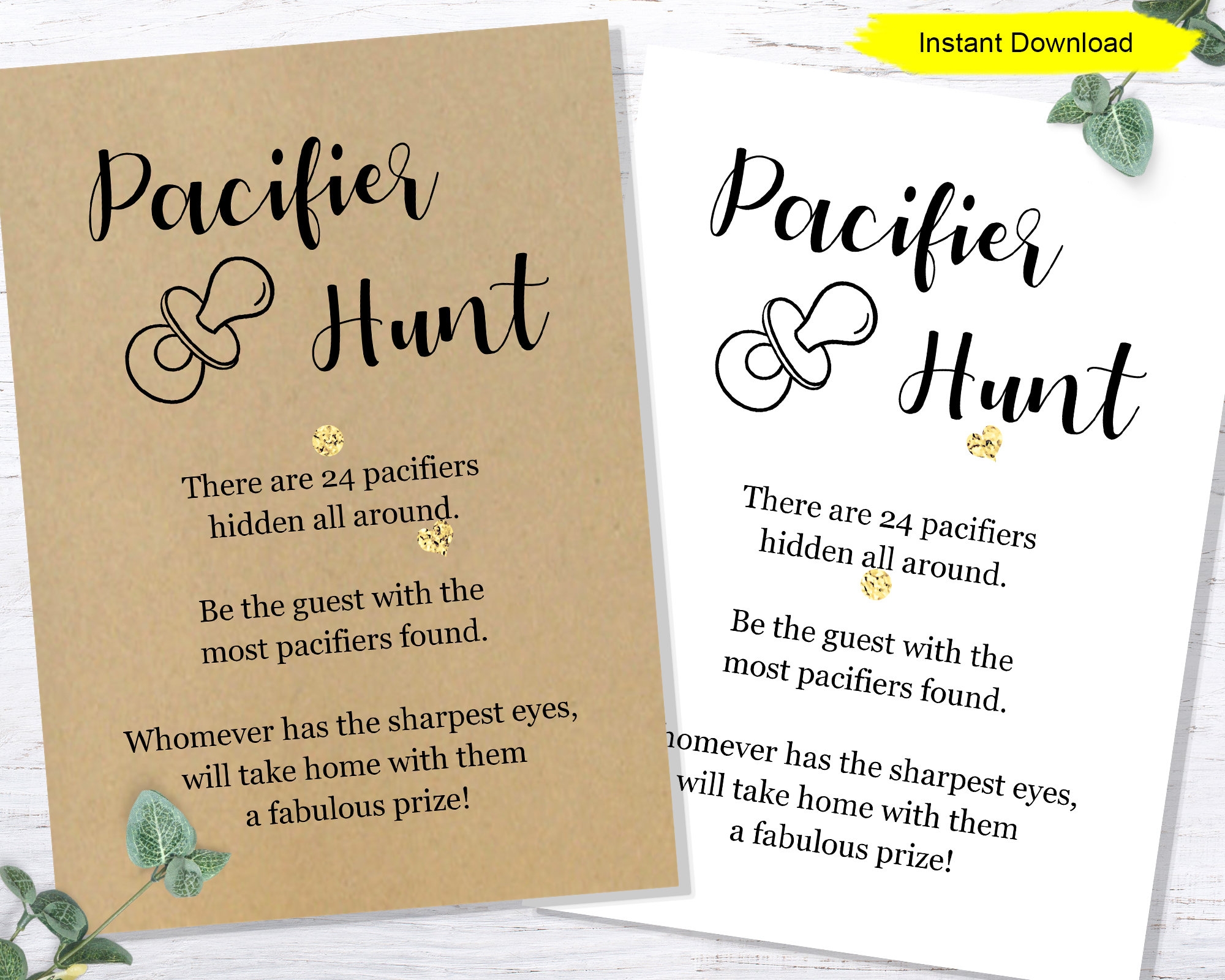 Pacifier Hunt Game INSTANT DOWNLOAD Printable Digital Baby Shower Game Etsy