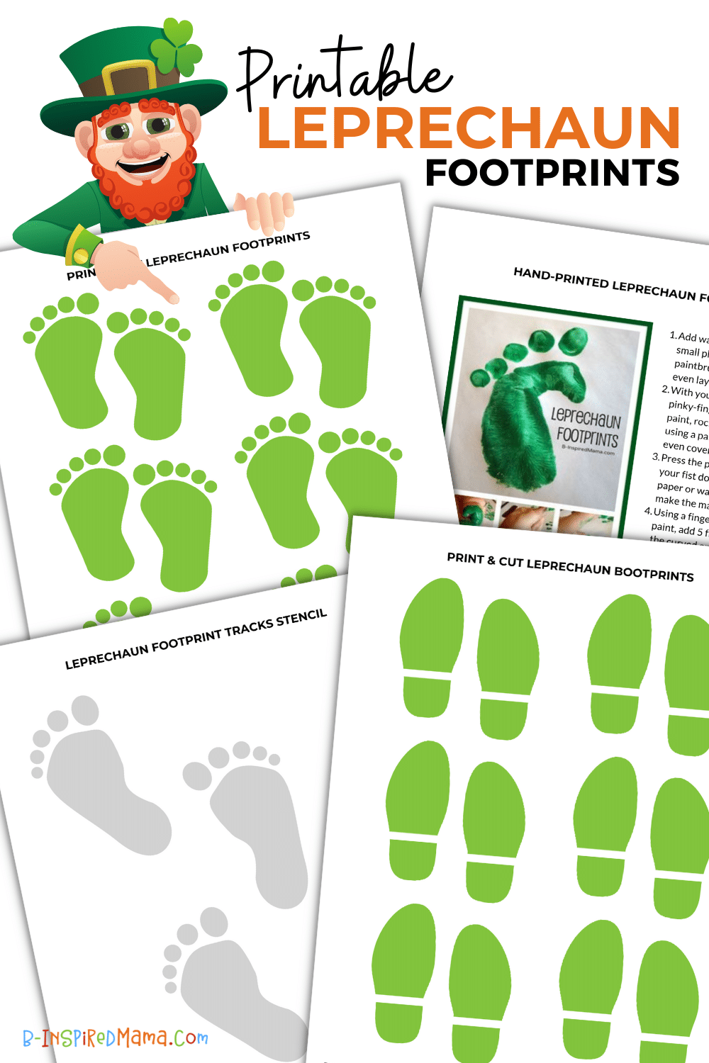 Painted Printable Leprechaun Footprints For St Patricks Day B Inspired Mama