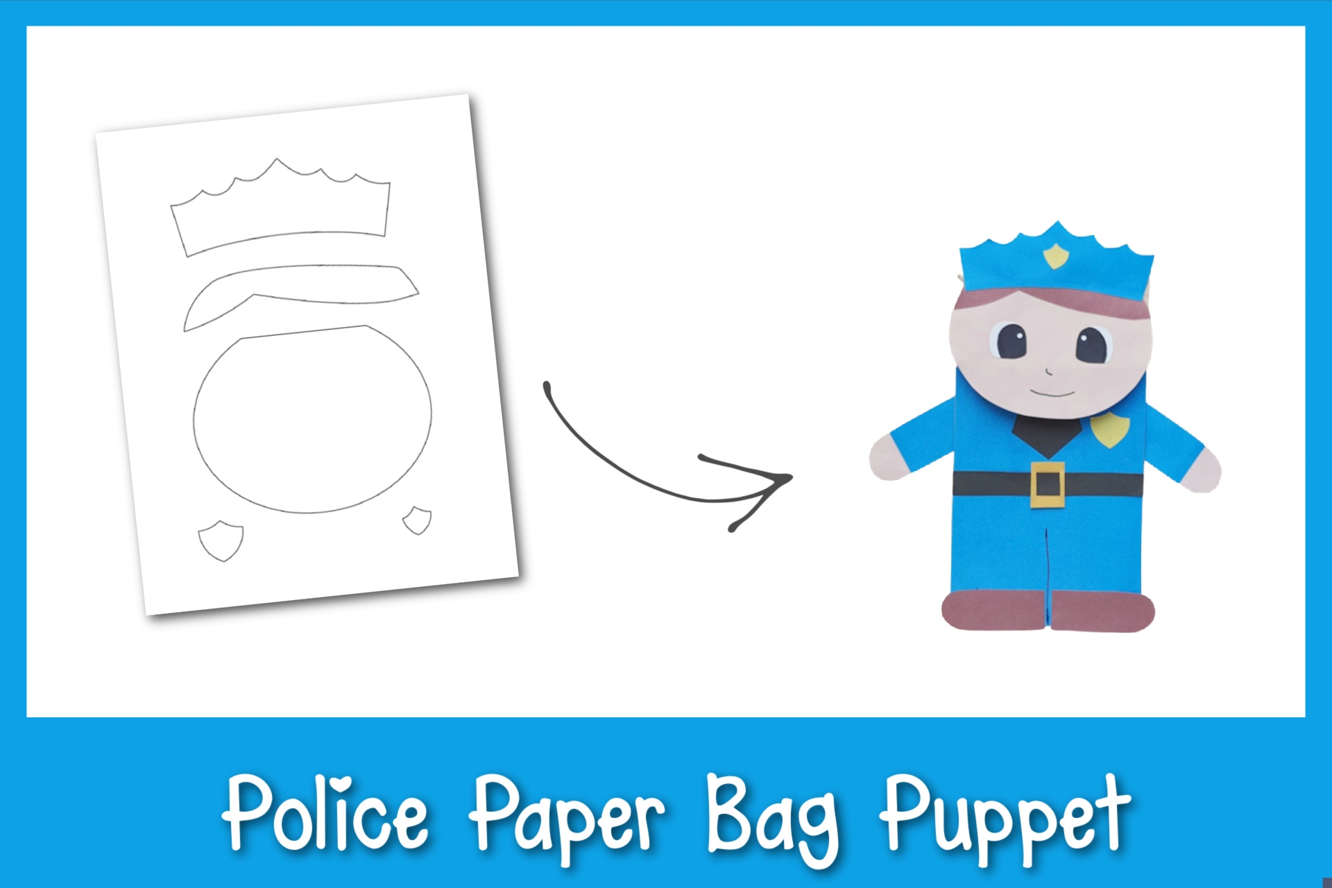 Paper Bag Police Puppet Frosting And Glue Easy Crafts Games Recipes And Fun