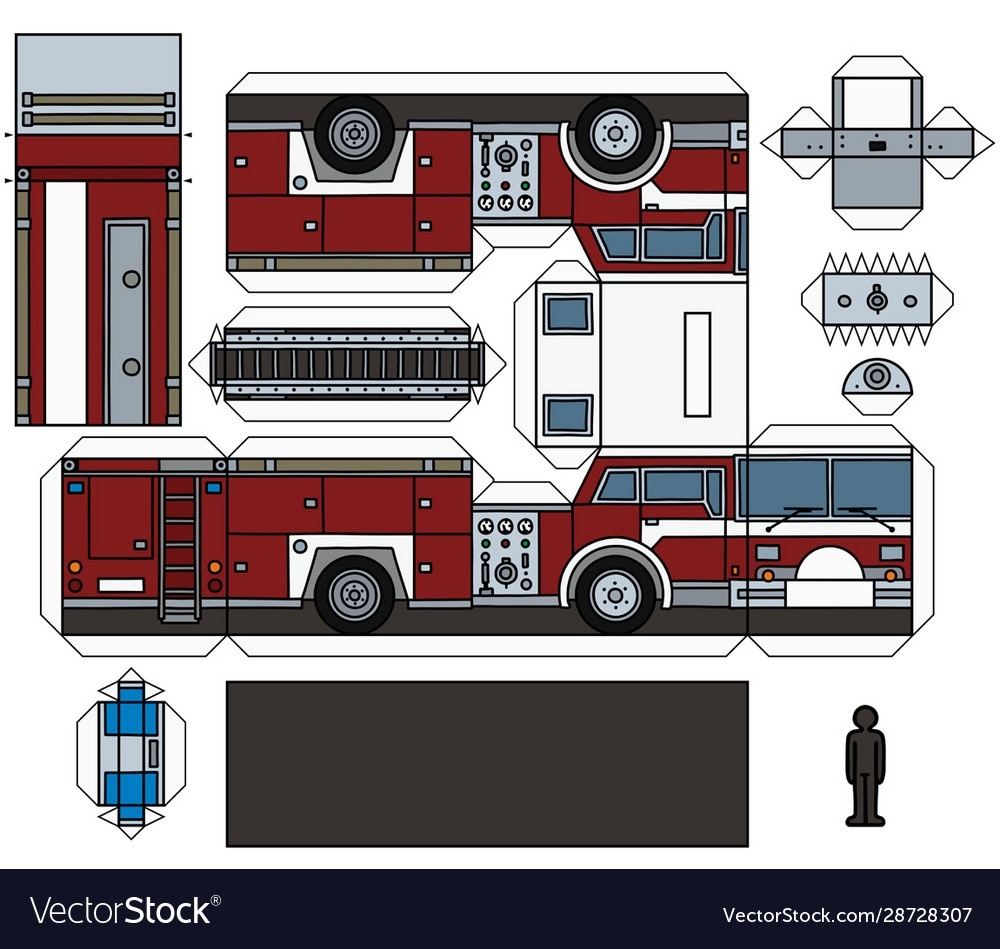 Paper Model A Classic Fire Truck Royalty Free Vector Image