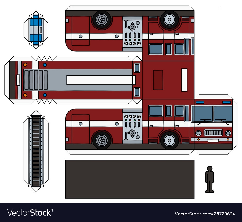 Paper Model An Old Fire Truck Royalty Free Vector Image
