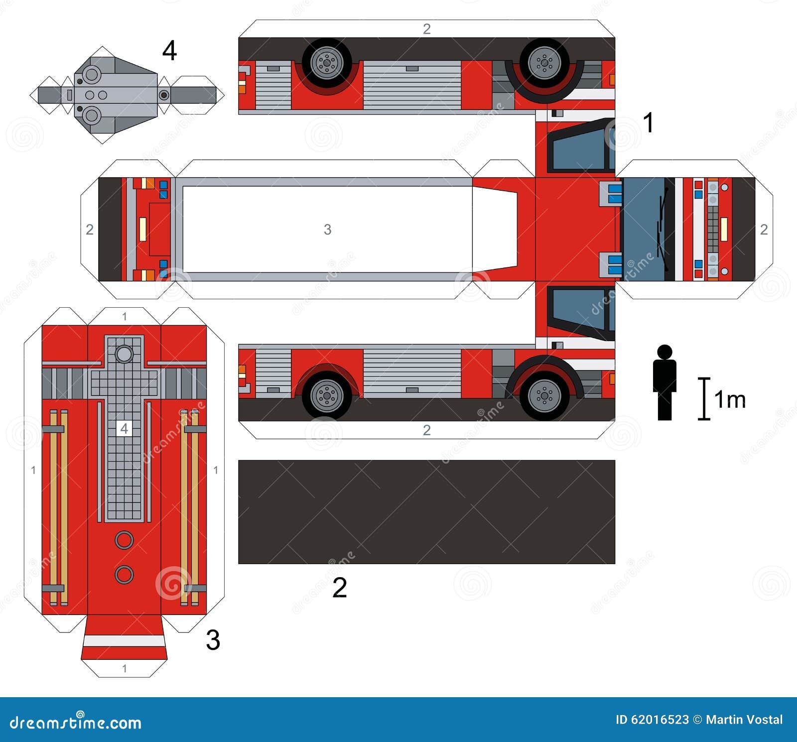 Printable Paper Fire Truck Template