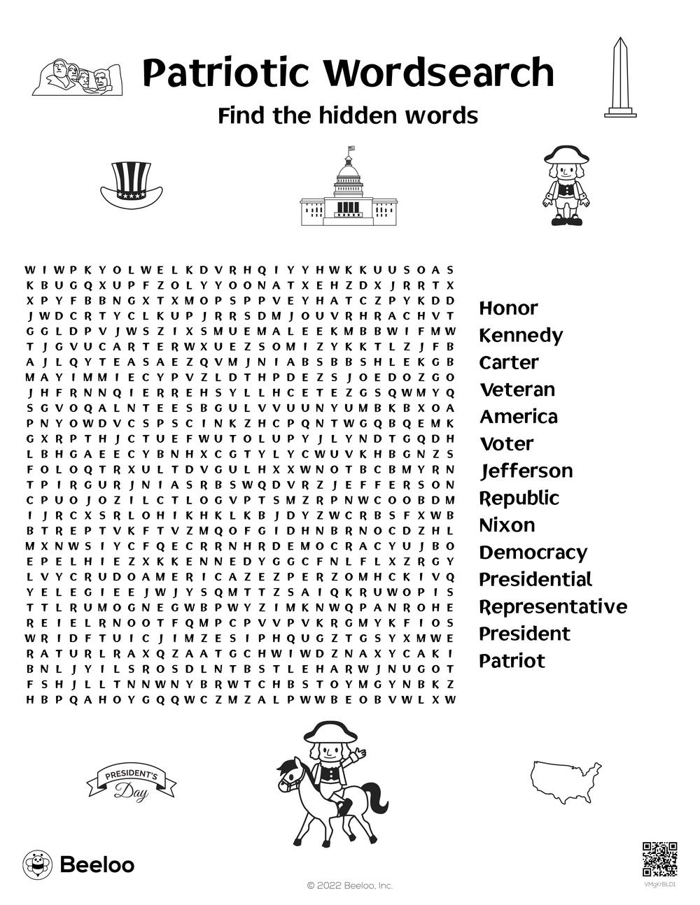 Patriotic Wordsearch Beeloo Printable Crafts And Activities For Kids