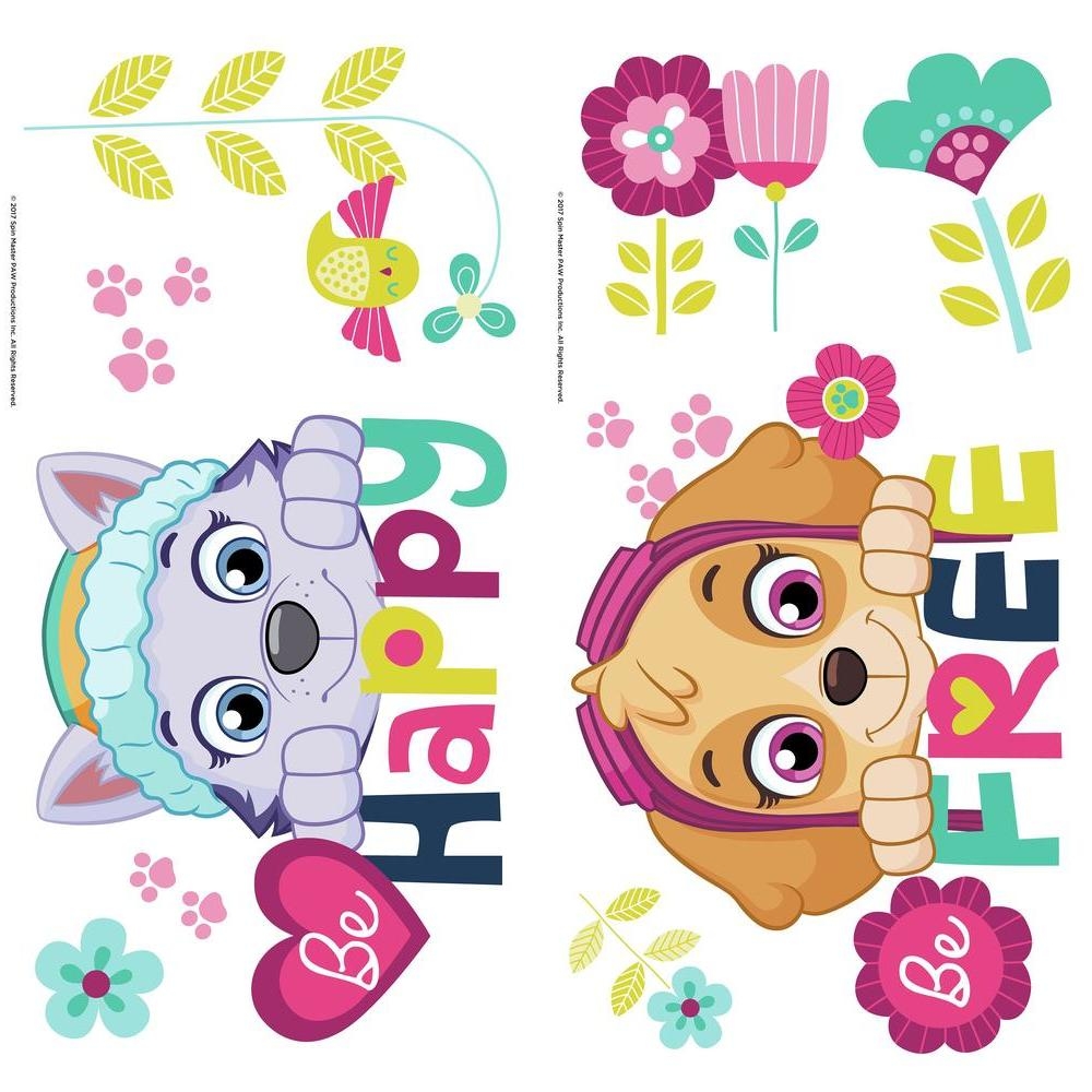 PAW PATROL SKYE AND EVEREST BE HAPPY QUOTE PEEL AND STICK WALL DECALS Peel And Stick Decals The Mural Store