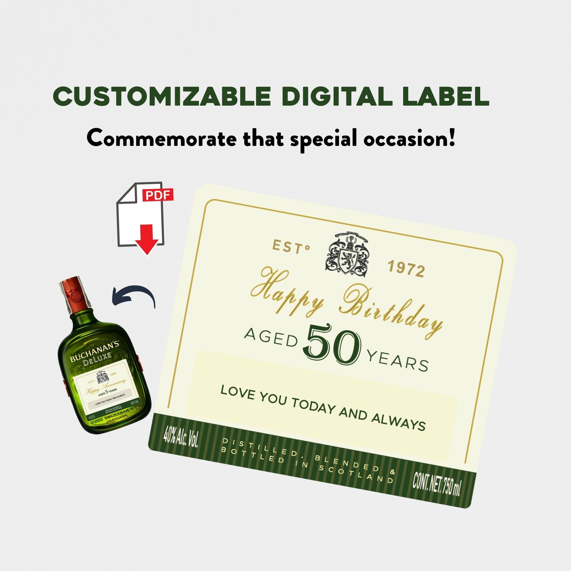 Personalised Whisky Digital Label DIGITAL LABEL ONLY Add Your Name Date Special Message Etsy