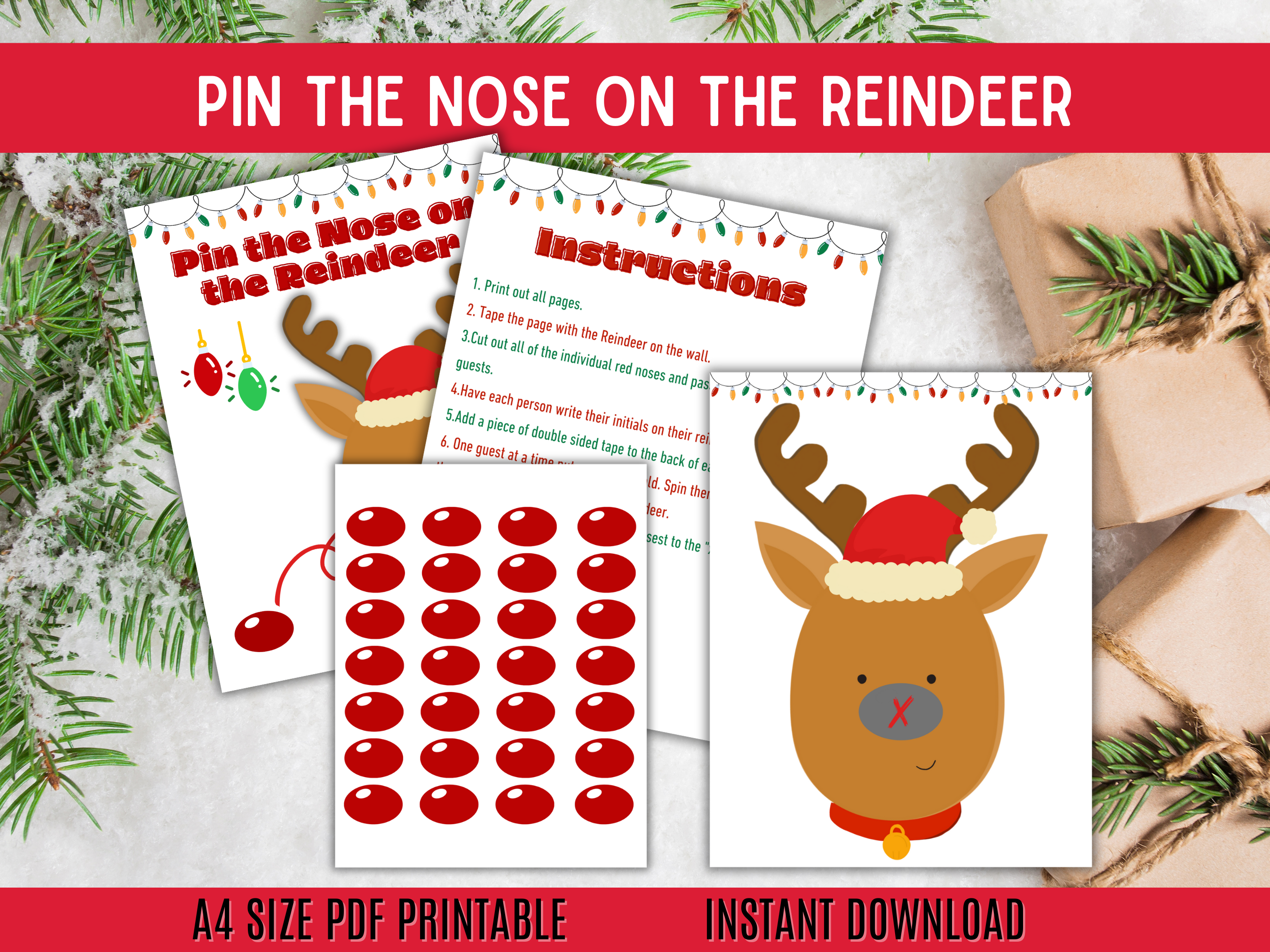 Pin The Nose On Rudolph Printable