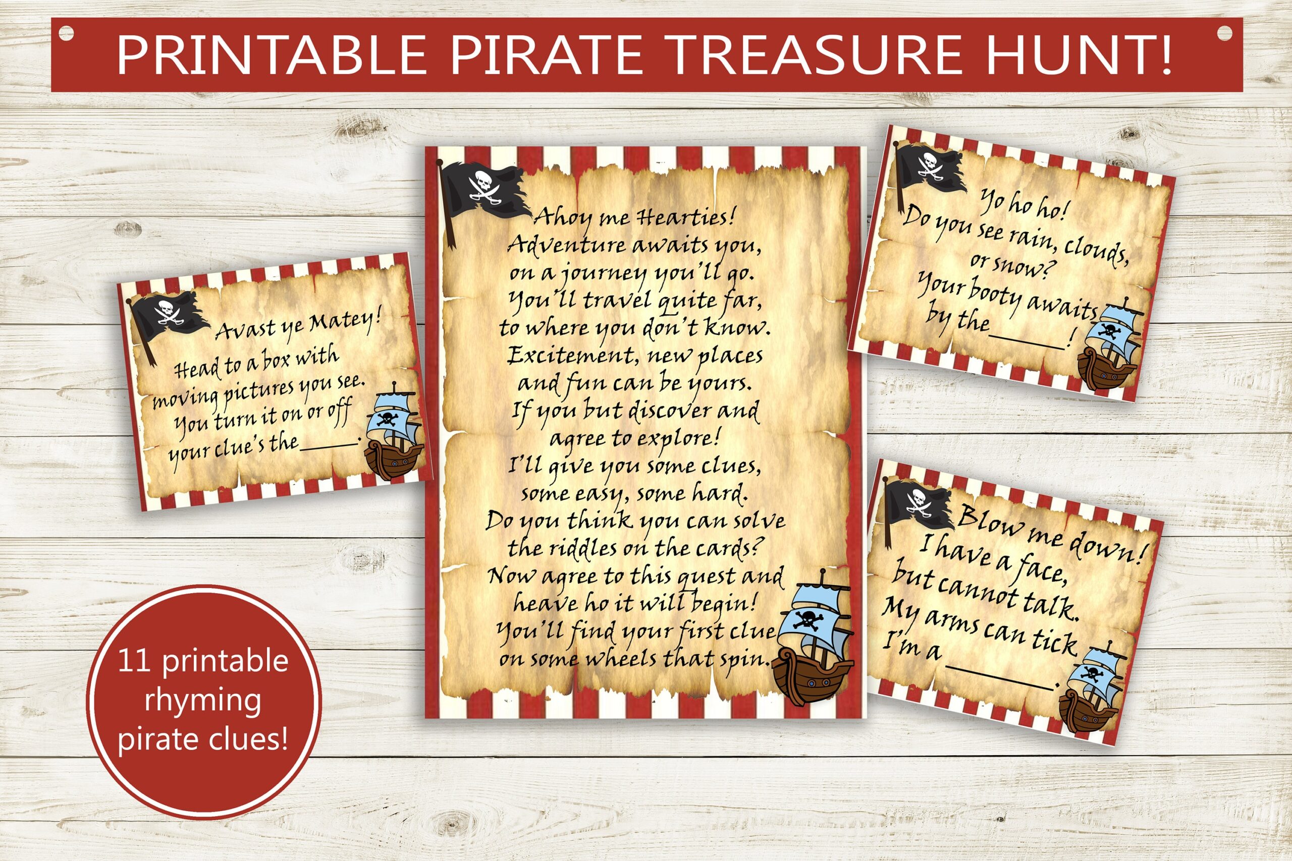 Pirate Printable Treasure Hunt Letter Clues Instant Download PDF Surprise Scavenger Hunt Party Game Birthday File Rhyming Clues DIY Etsy Israel