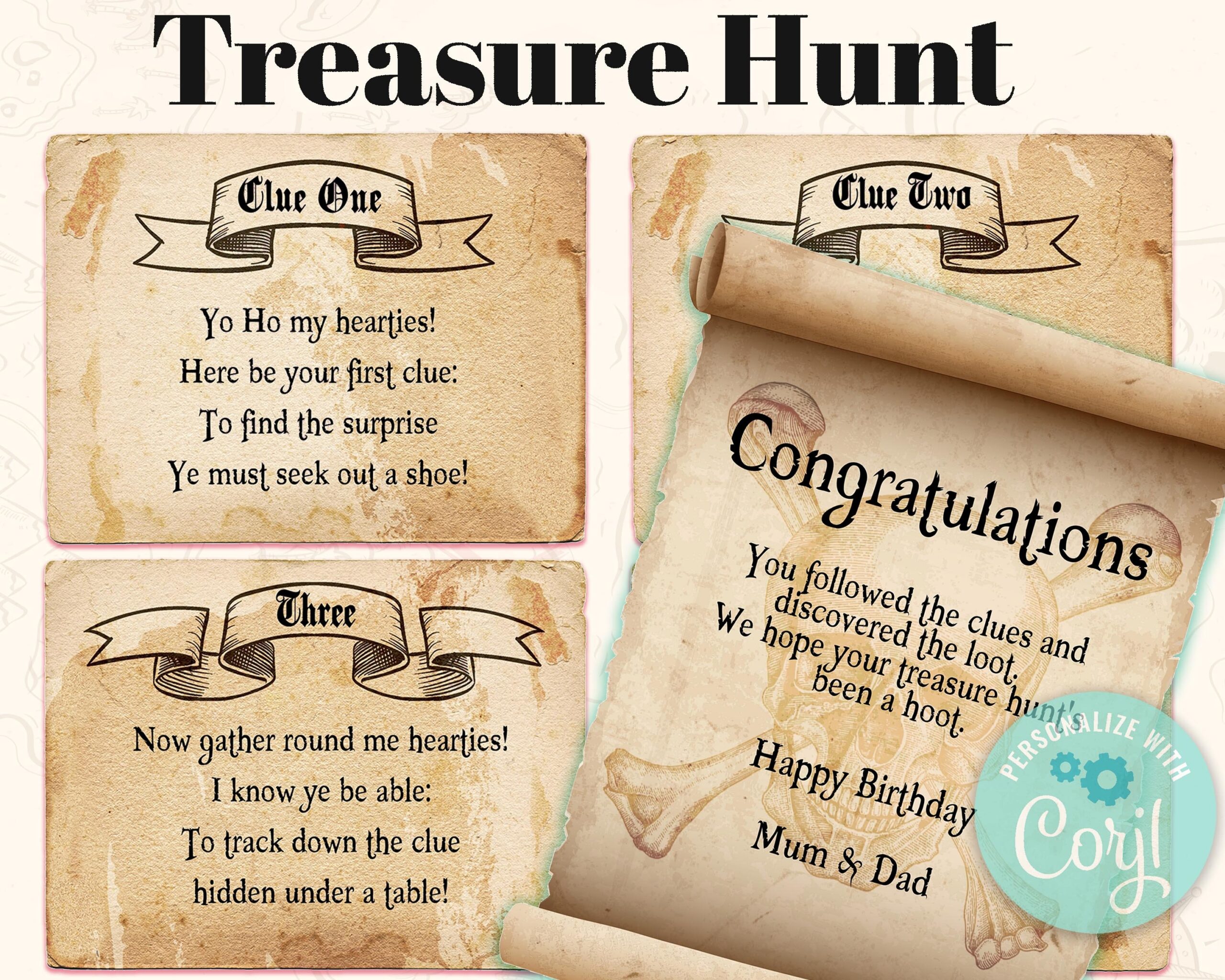 Printable Pirate Treasure Hunt Clues