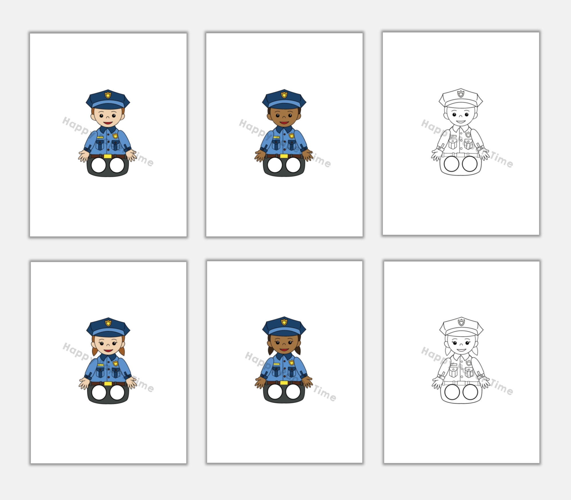 Printable Police Officer Puppet Template