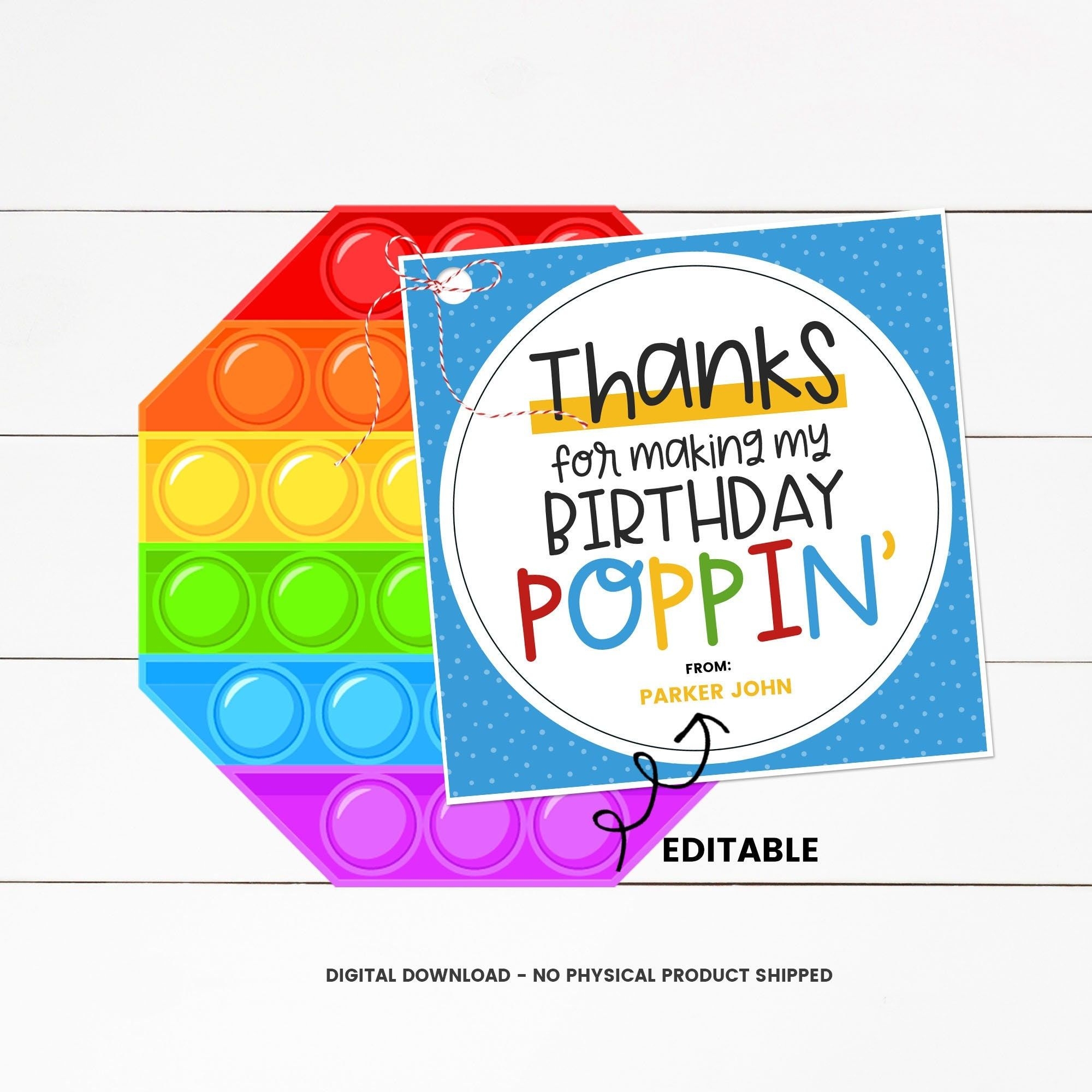 Pop It Birthday Favor Birthday Pop It Tag Pop It Birthday Decor Printable Pop It Birthday Pop It Gift Tag Poppin Birthday Gift Tag Etsy Birthday Favors Free Birthday Stuff 