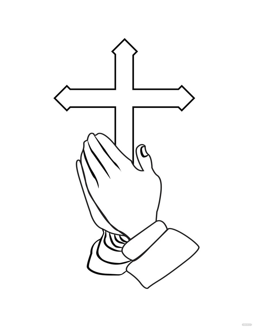 Praying Hands Coloring Page In Illustrator SVG JPG EPS PNG Download Template
