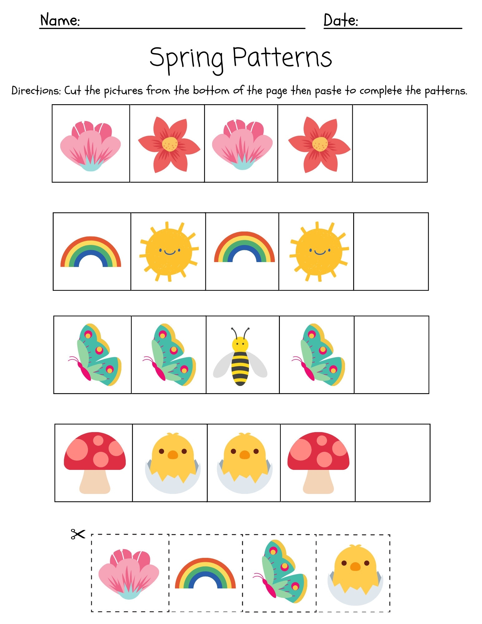 Spring Cut And Paste Printables