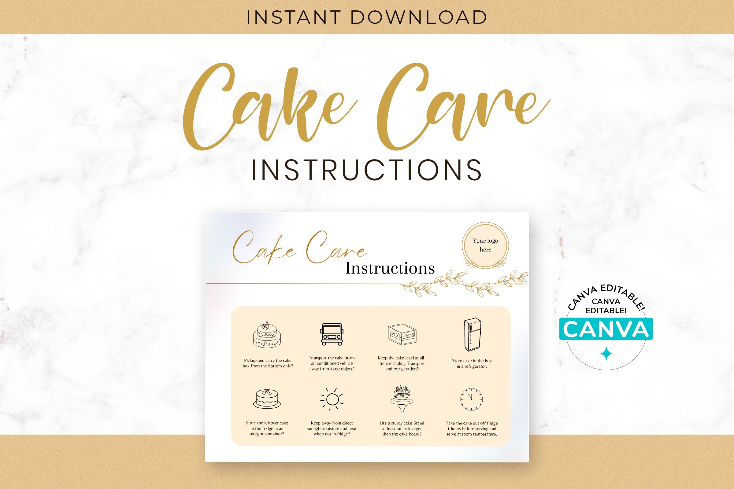 Free Printable Cake Care Instructions