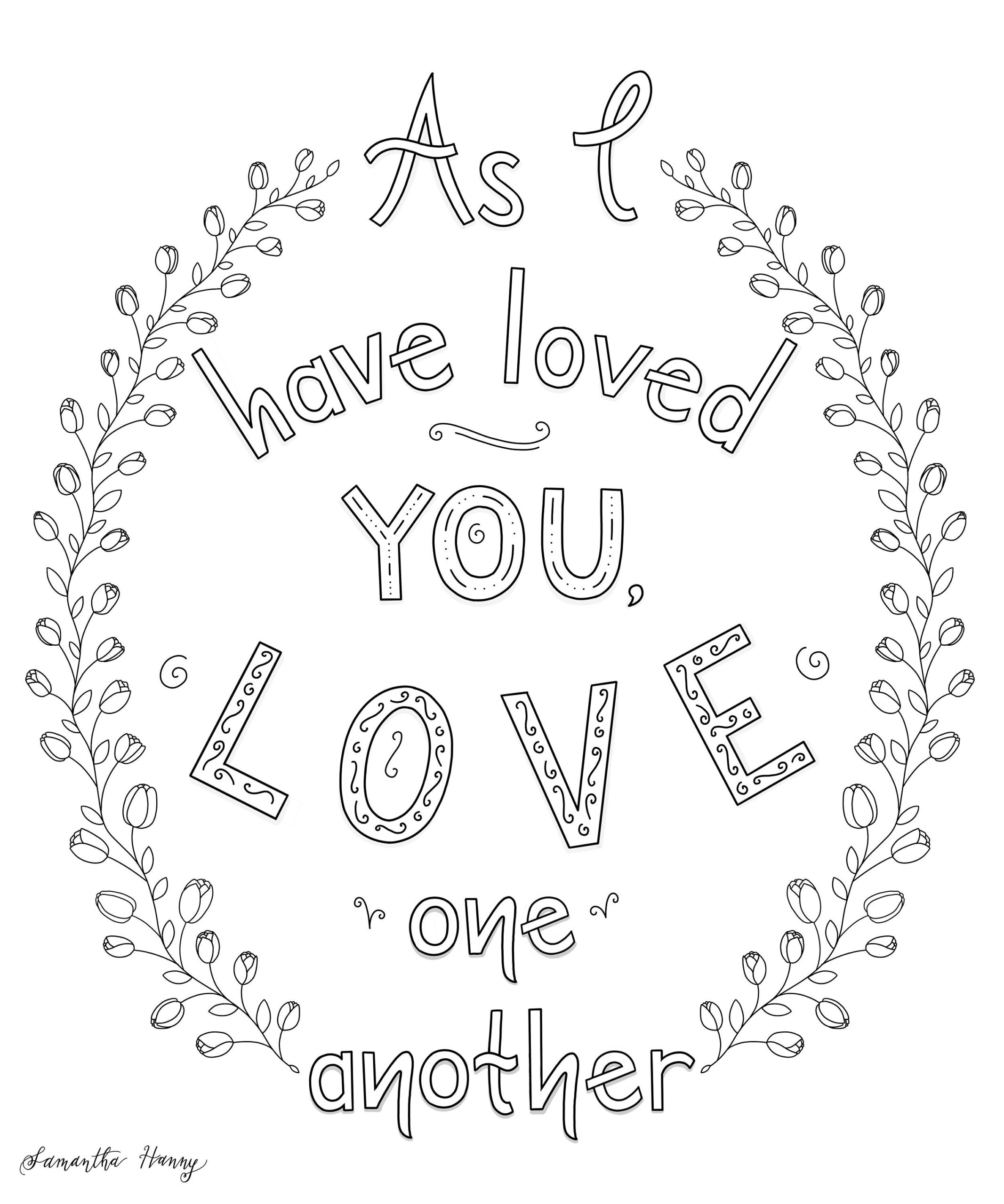 Printable Coloring Pages Love One Another Etsy