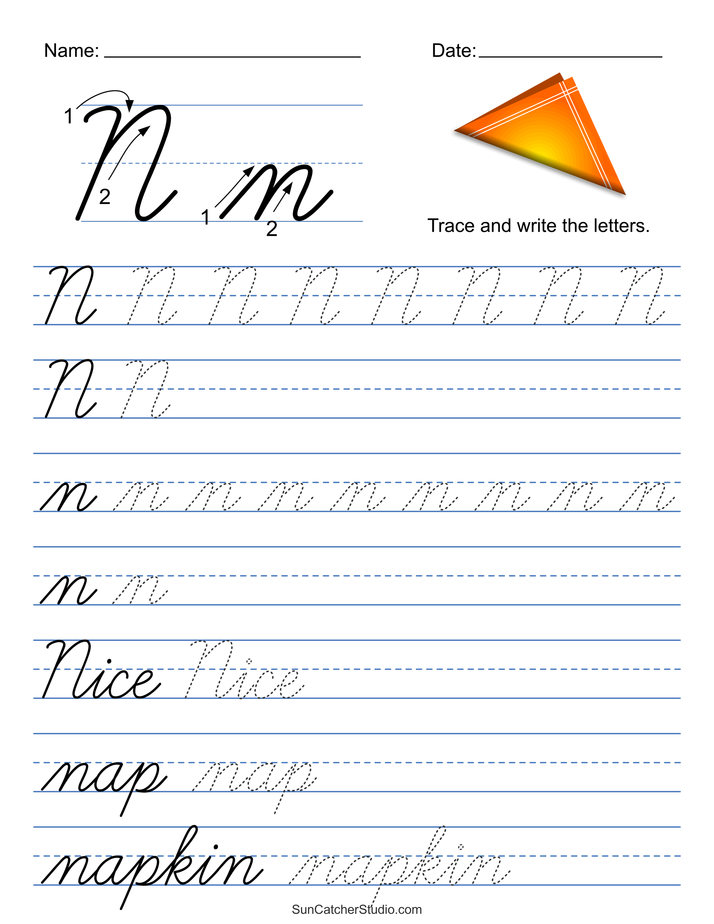 Printable Cursive Handwriting Worksheets Practice Letters DIY Projects Patterns Monograms Designs Templates