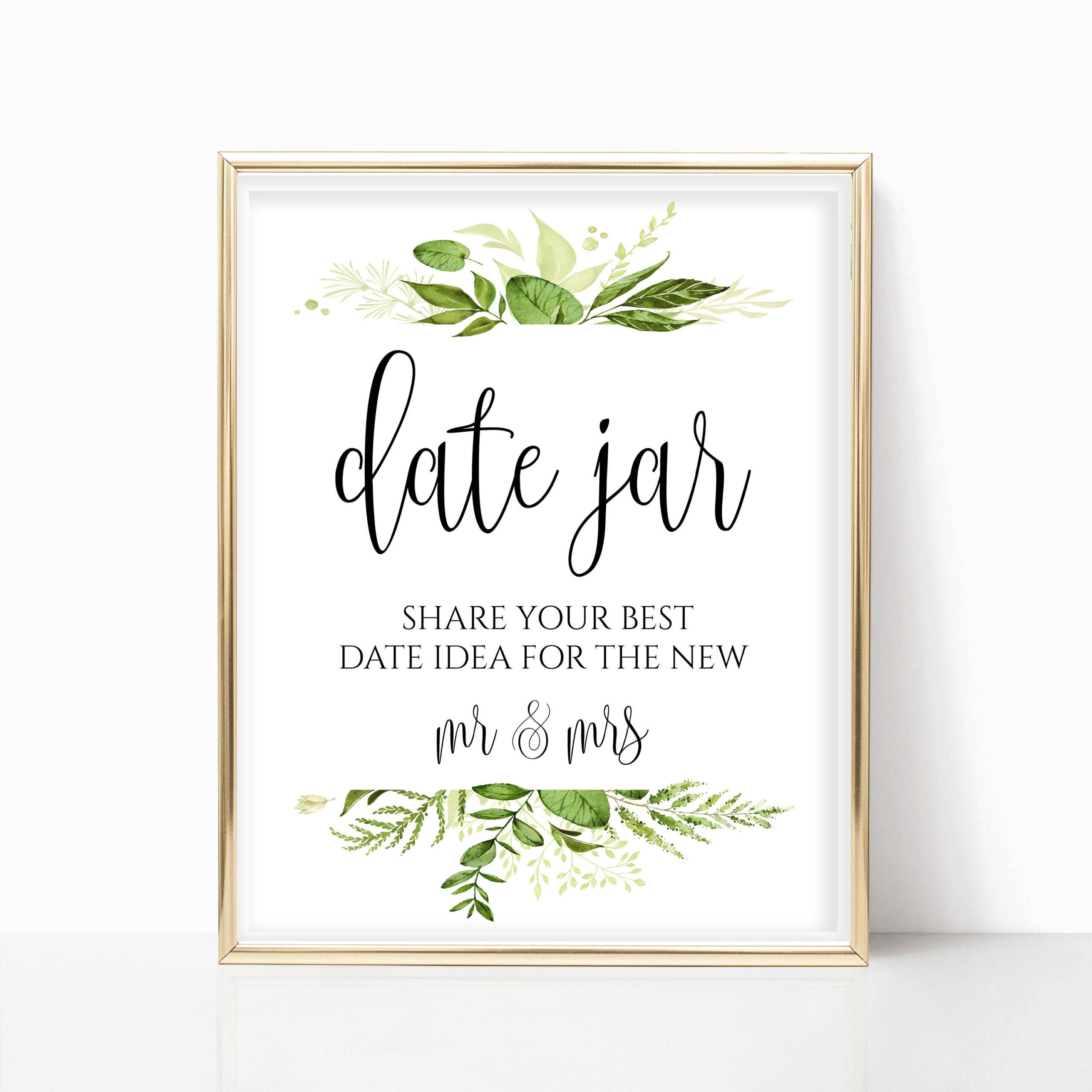 Printable Date Jar Sign Date Night Jar Date Night Sign Date Night Ideas Date Ideas Wedding Sign Instant Download 8x10 5x7 4x6 Greenery Etsy
