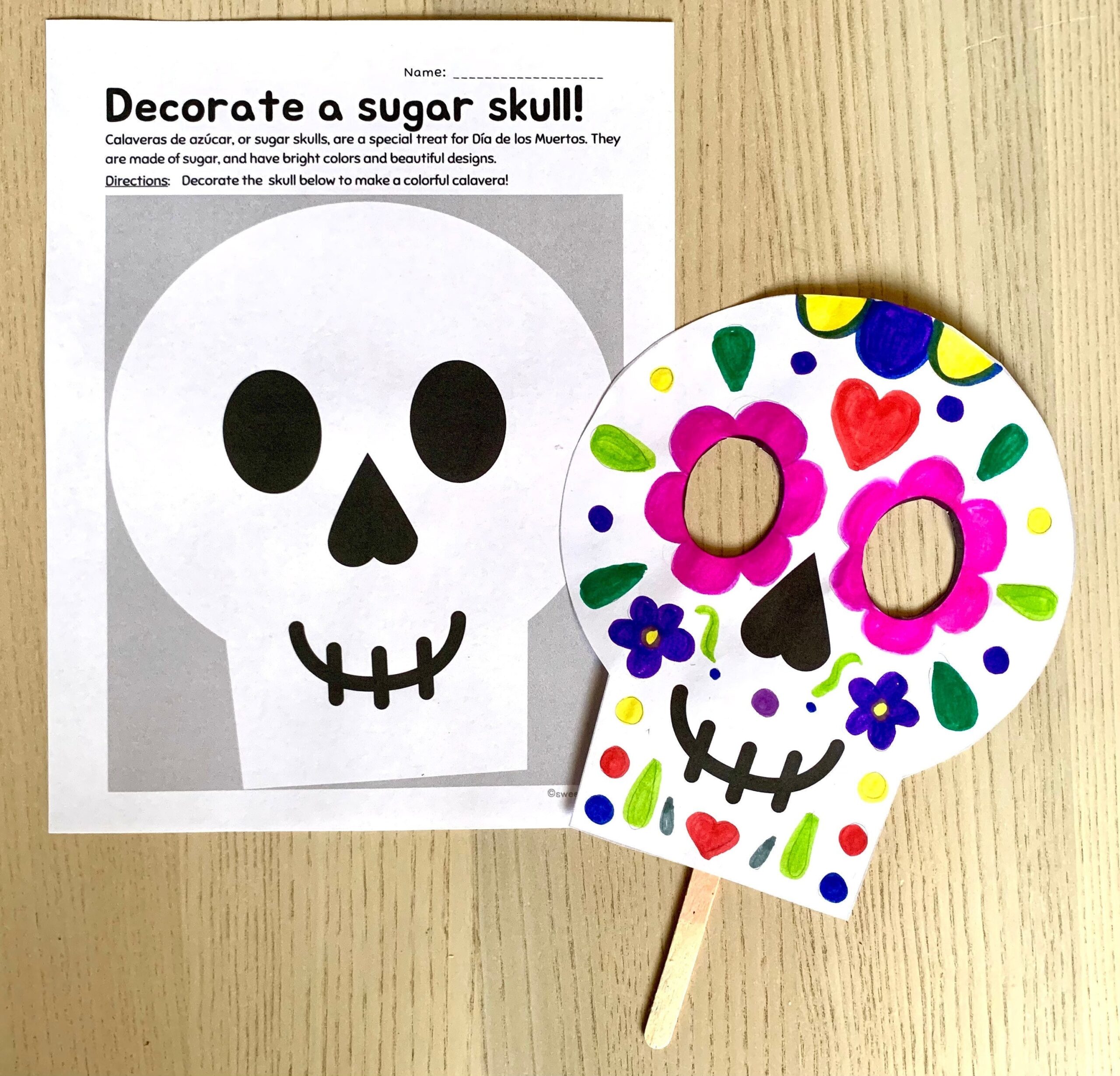 Printable Day Of The Dead Mask Craft Dia De Los Muertos Activities Easy Cute Calavera For Kids Adults Halloween Instant Download Etsy