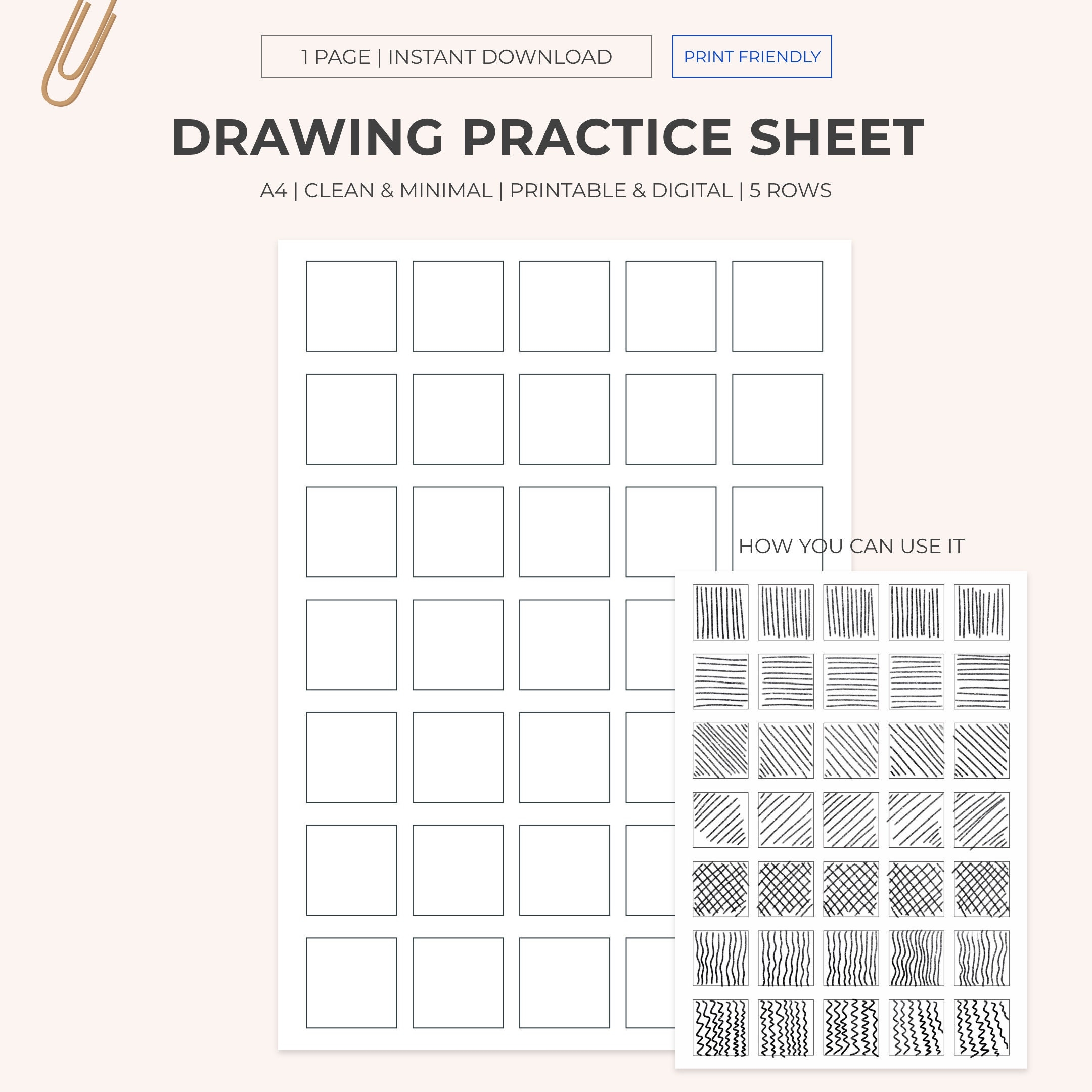 Printable Doodle Blank Template How To Draw Shading Worksheet Learn To Draw Drawing Practice Sheet Pencil Control Digital Etsy