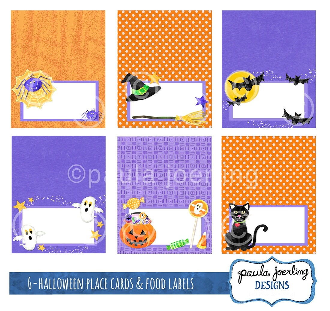 Printable Halloween Place Card Halloween Food Label Halloween Food Tent Card Halloween Digital Download Halloween Gift Bag Tag Etsy