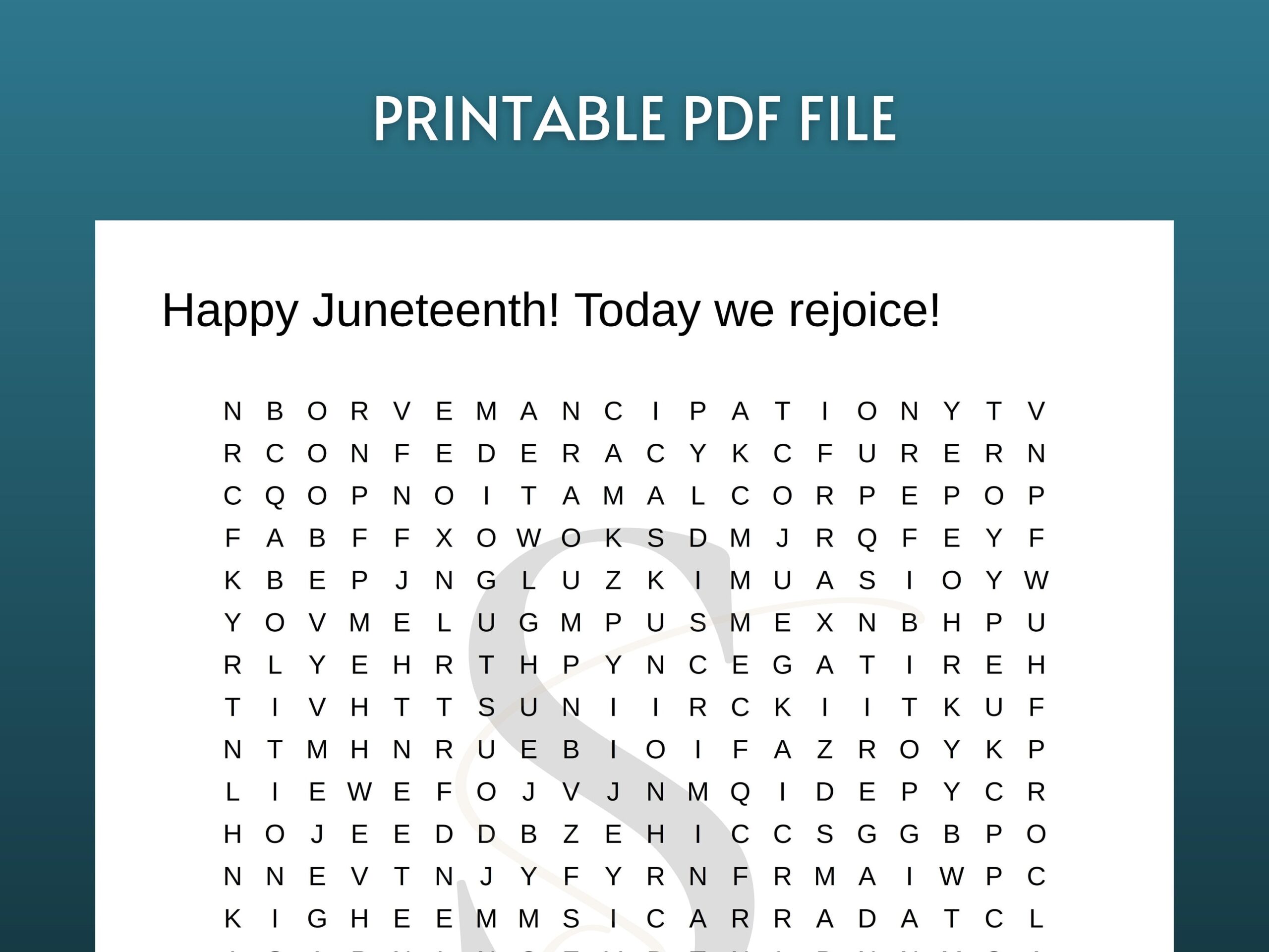 Printable Juneteenth Word Search Digital Download Black History Vocabulary Learning Instant Download Word Search Printable Handout PDF Etsy