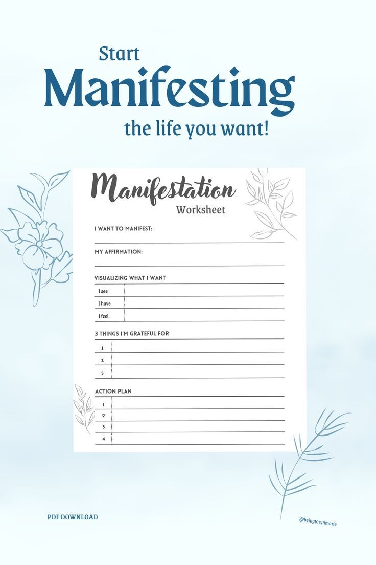 Free Printable Manifestation Worksheet