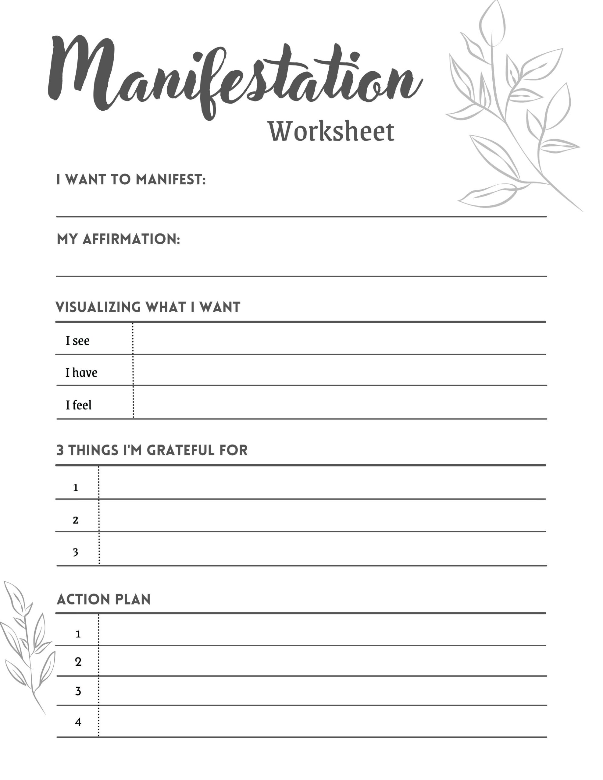 Printable Manifestation Worksheet Manifest Your Life Manifestation Journal Manifestation Goals Etsy