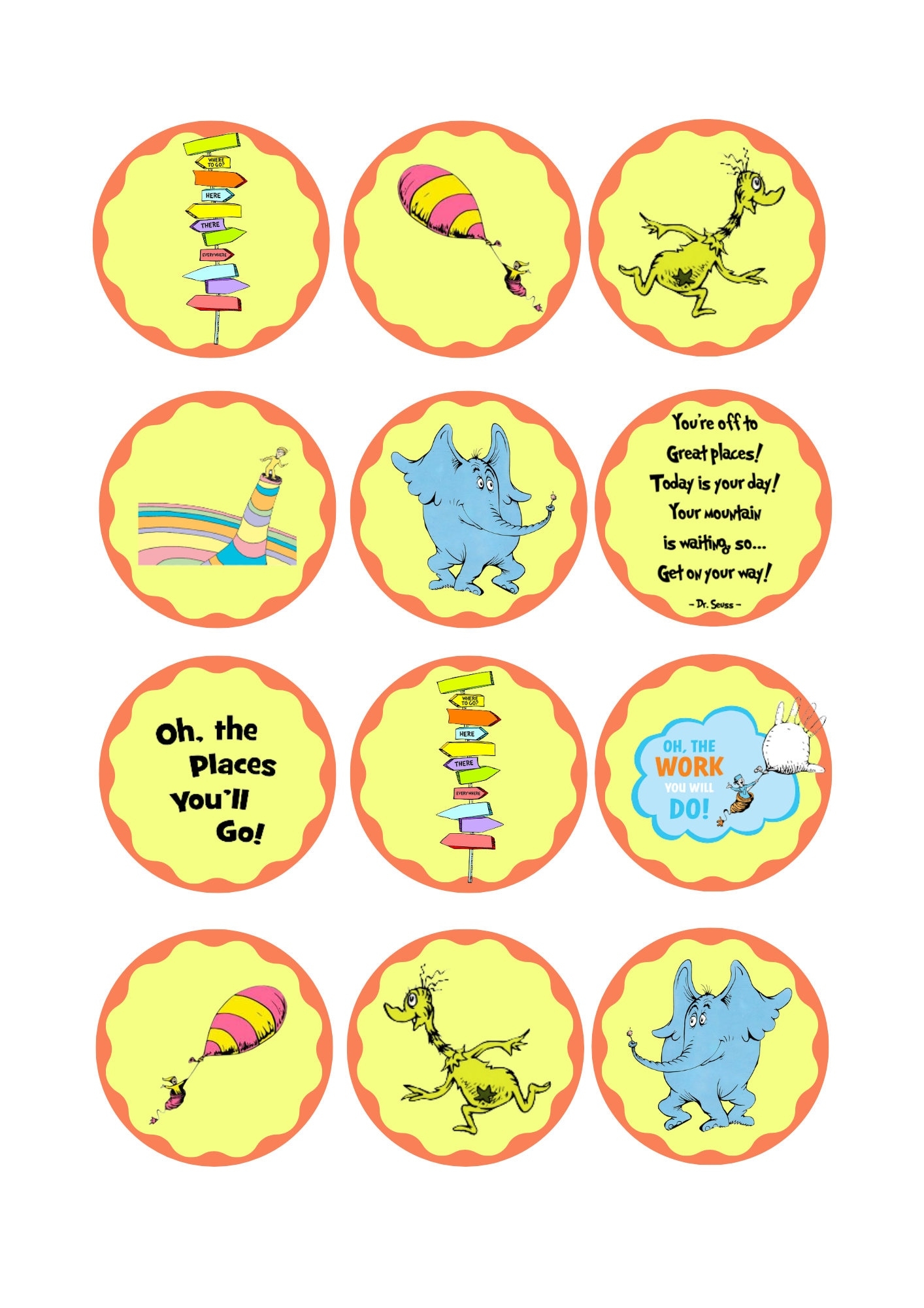 Printable Oh The Places You ll Go Cupcake Toppers Graduation Party Digital Etsy