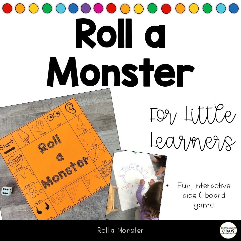 Printable Roll A Monster Game FREEBIE Kindergarten Chaos