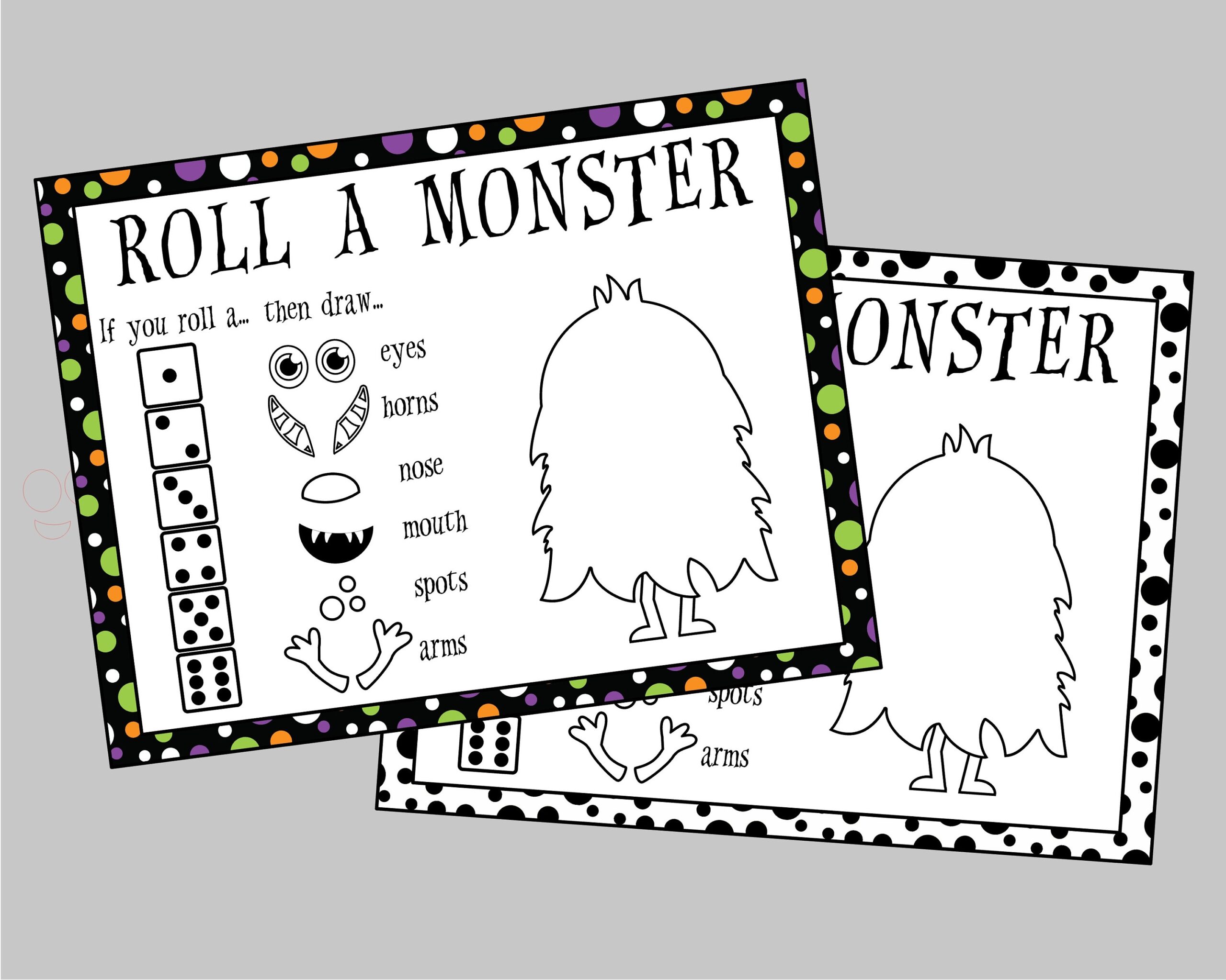 Printable Roll A Monster Game Monster Dice Game Classroom Activity For Halloween Monster Party Instant Digital Download Etsy