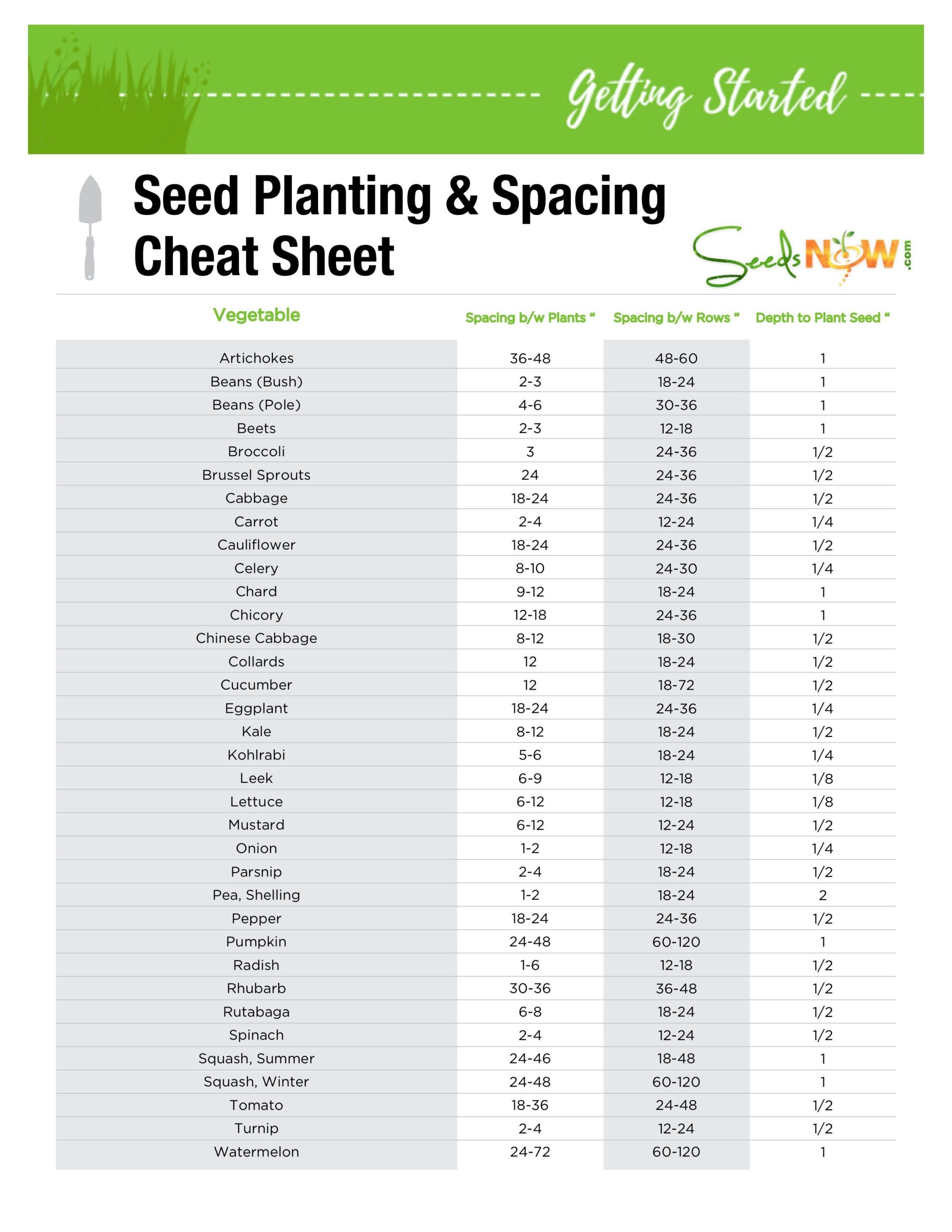 Printable Seed Germination Chart