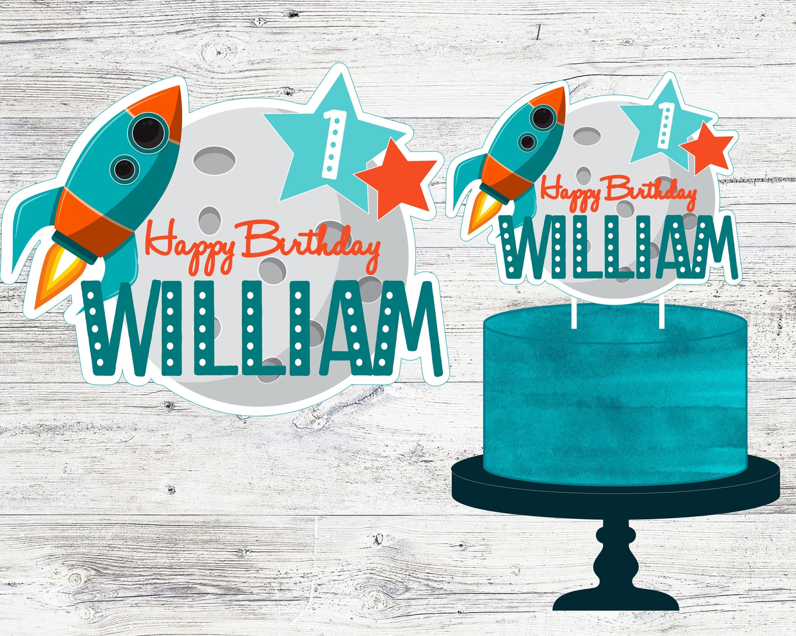 Printable Space Cake Topper Personalized Cake Topper For Space Astronaut Out Of This World Birthday Party Digital File Etsy
