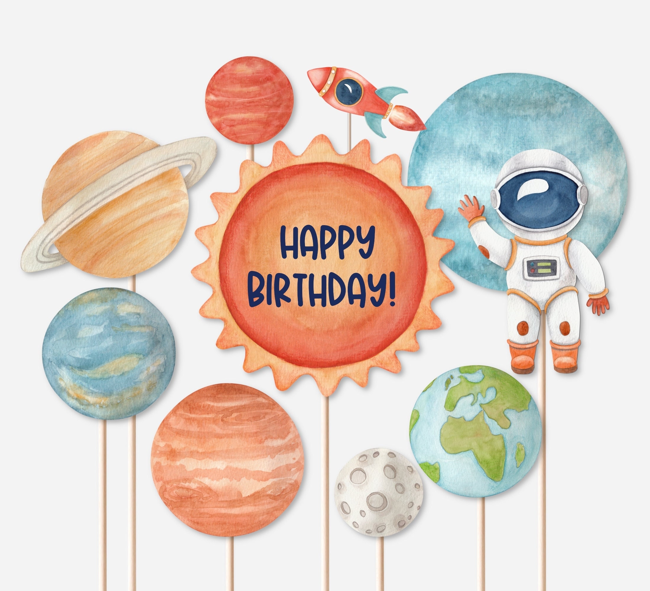 PRINTABLE Space Cake Topper Space Centerpieces Outer Space Birthday Planets Galaxy Birthday Astronaut Birthday Decorations NOT Editable A13 Etsy