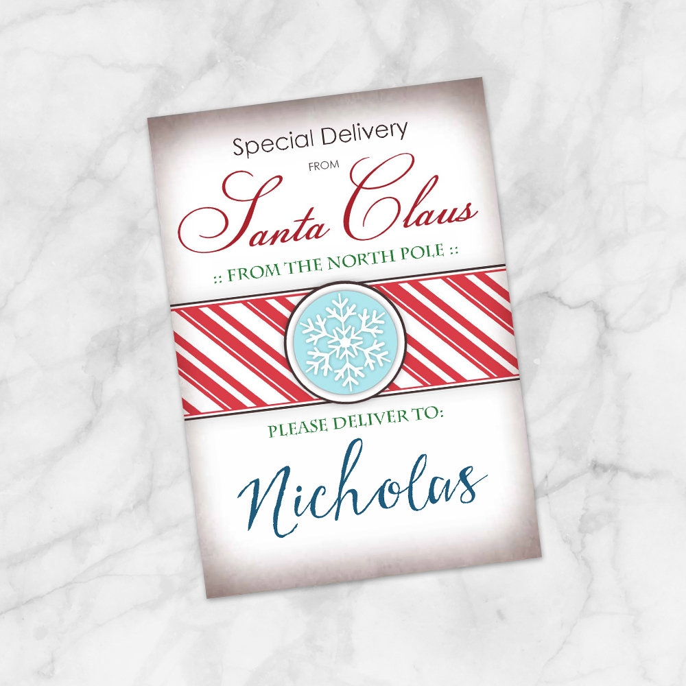 Printable special Delivery From Santa Claus DIY Gift Tags Or Stickers Personalized Name Editable PDF Christmas North Pole Gift Tags Etsy