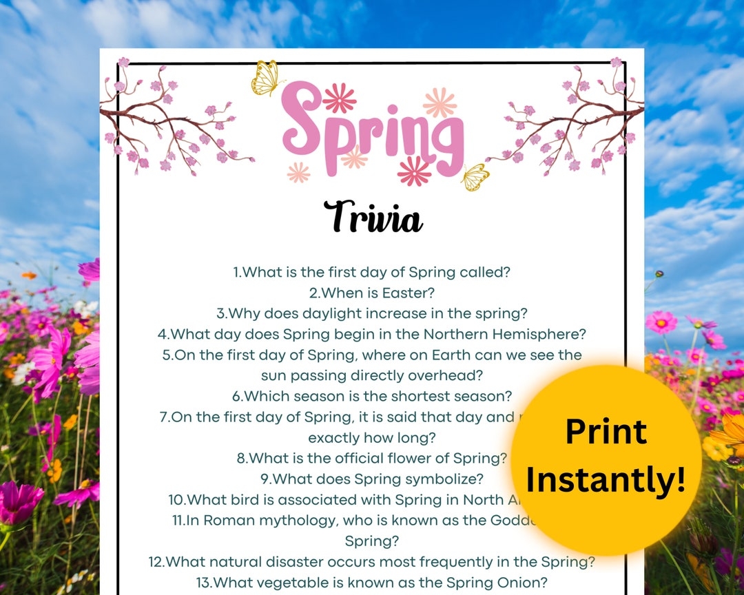 Springtime Trivia Questions And Answers Printable