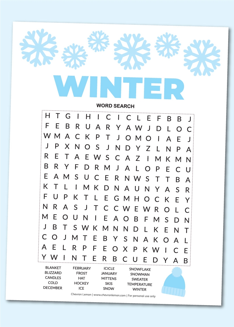 Printable January Word Search